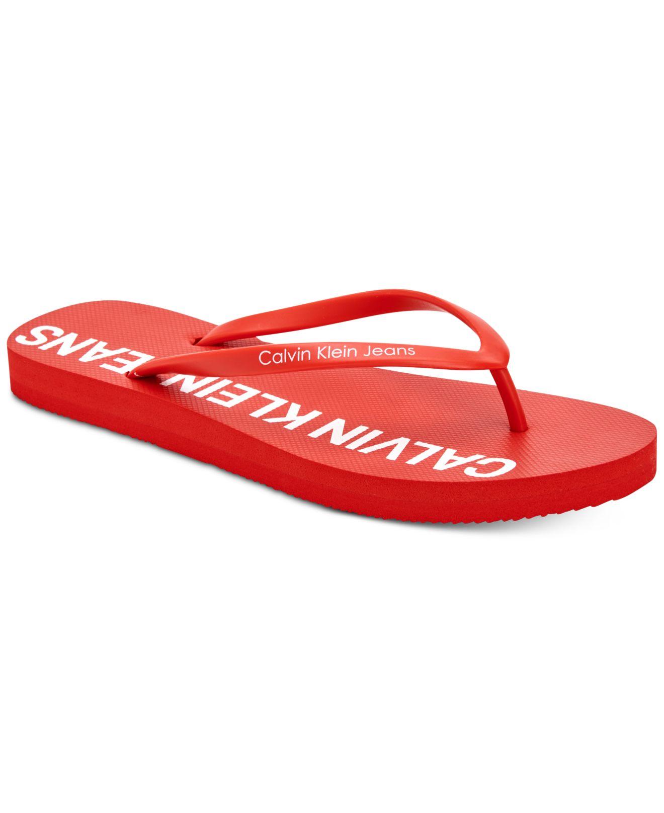 Calvin Klein Denim Errol Logo Flip Flops in Red for Men | Lyst