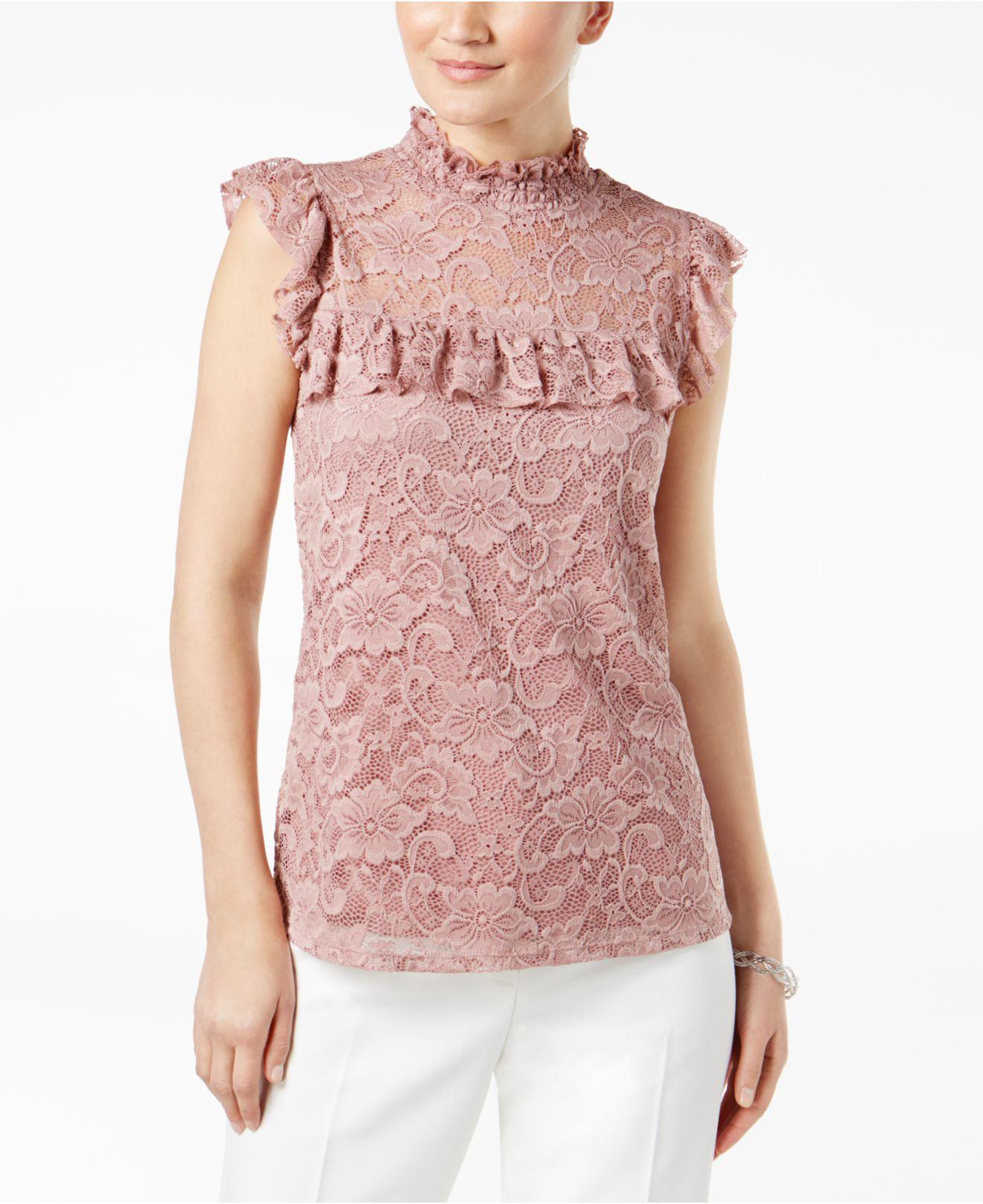 cable and gauge sweater with lace collar