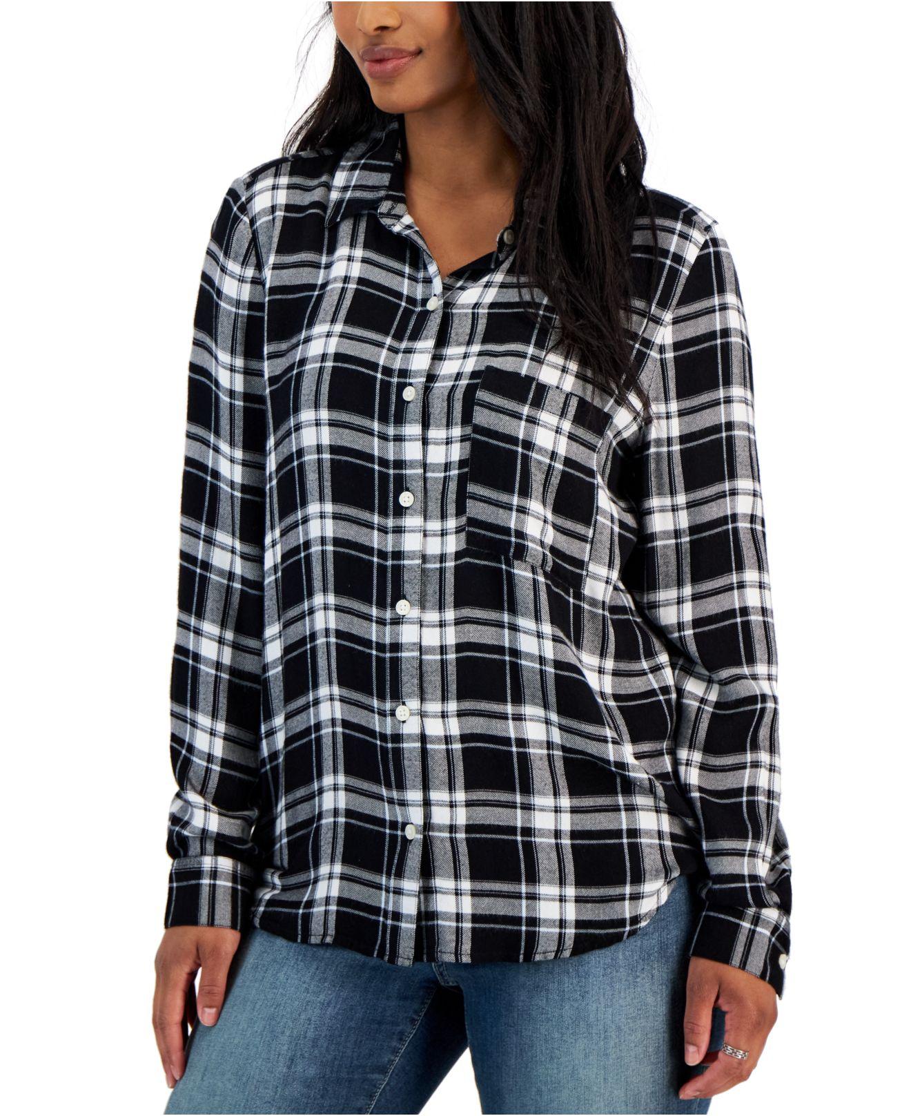 Style & Co. Plaid Button-up Shirt, Created For Macy's in Black | Lyst