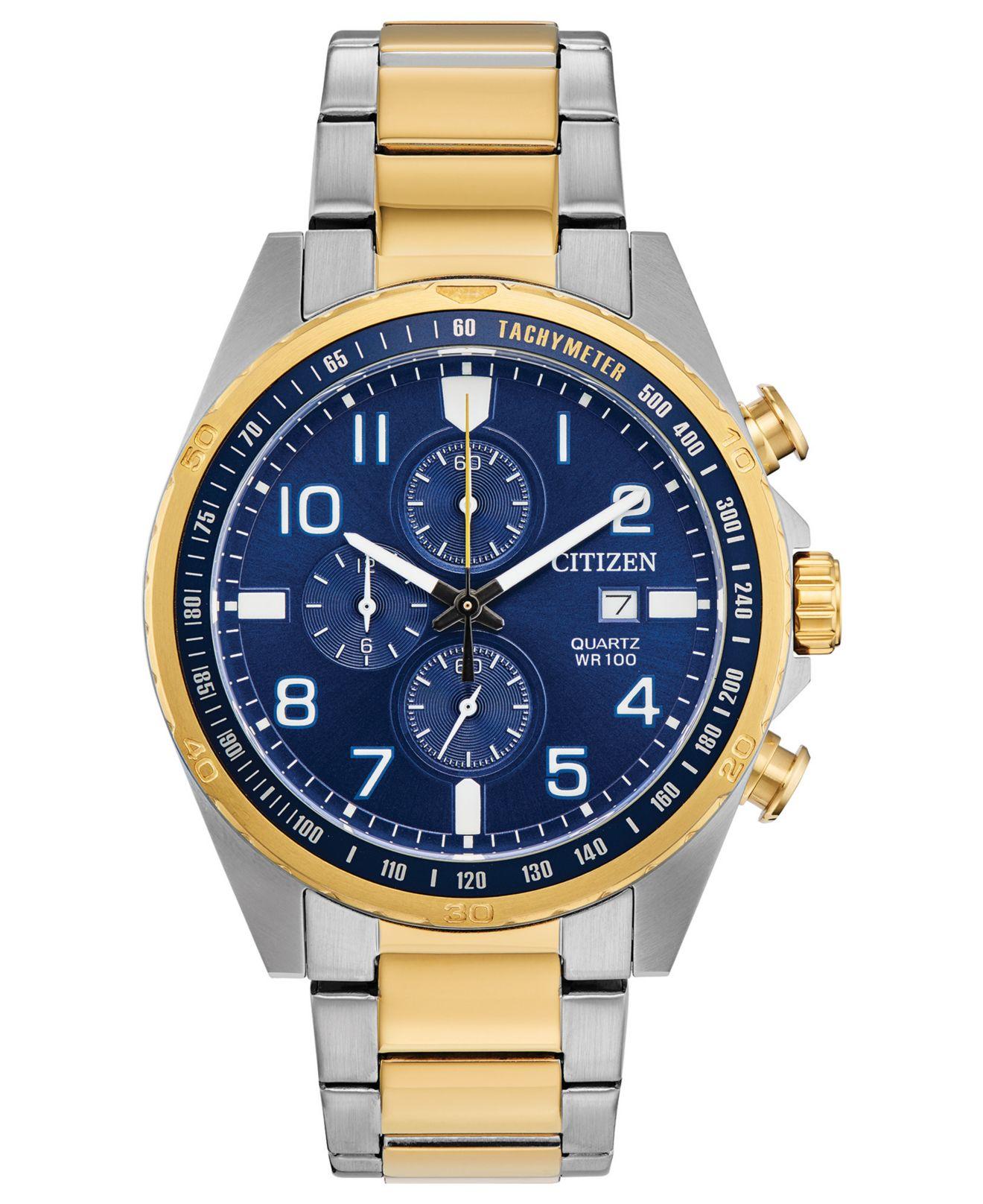 Citizen Chronograph Quartz Two-tone Stainless Steel Bracelet Watch 44mm ...