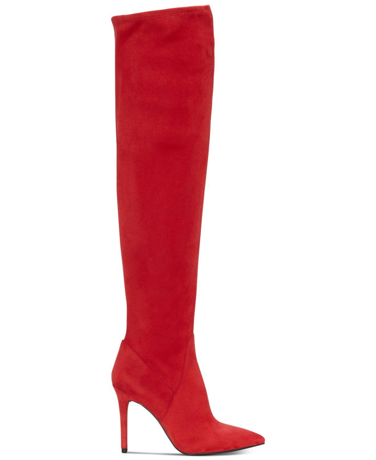 Jessica Simpson Livelle Over-the-knee Stretch Boots in Red - Lyst