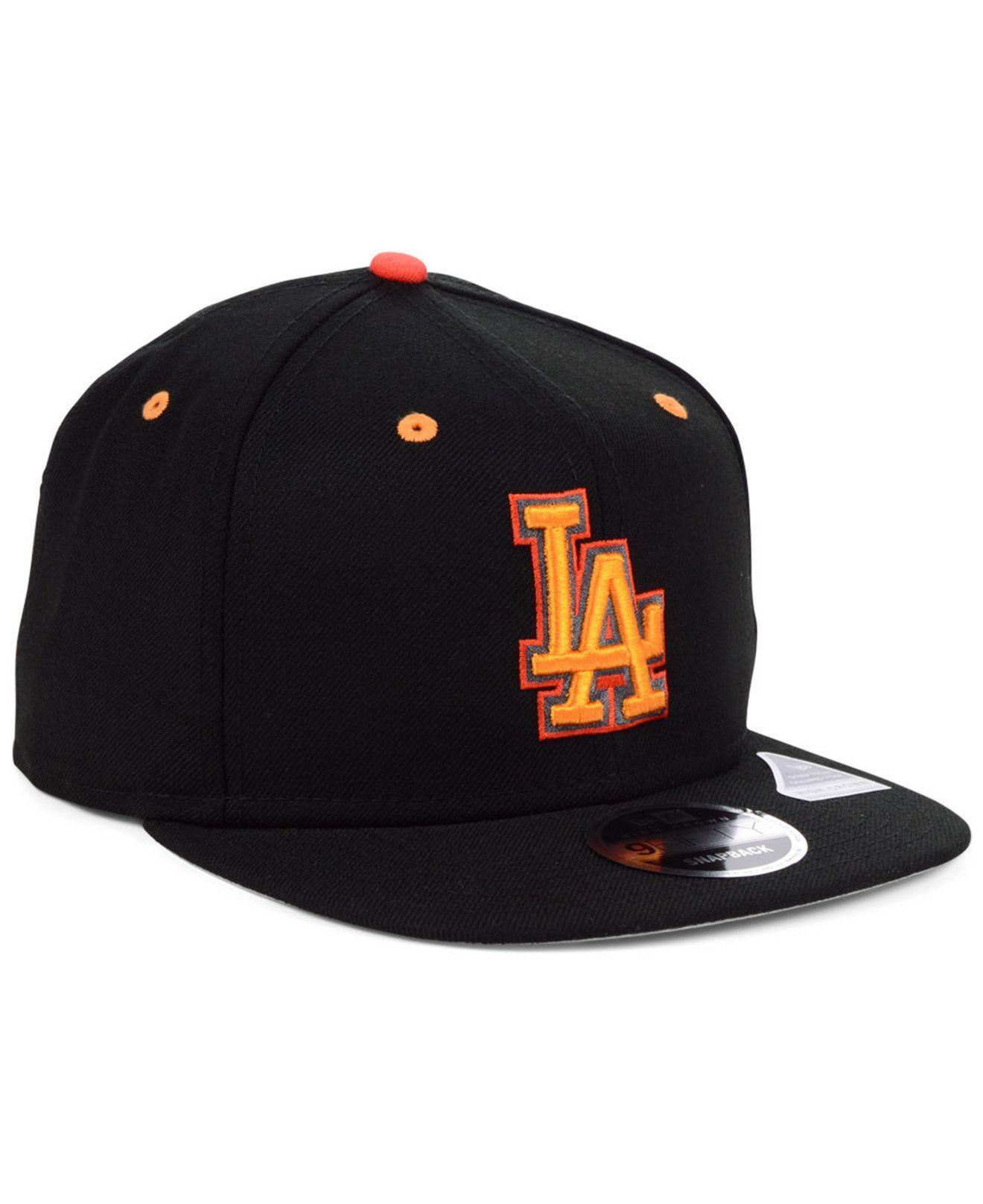 KTZ Wool Los Angeles Dodgers Orange Pop 9fifty Cap in Black for 
