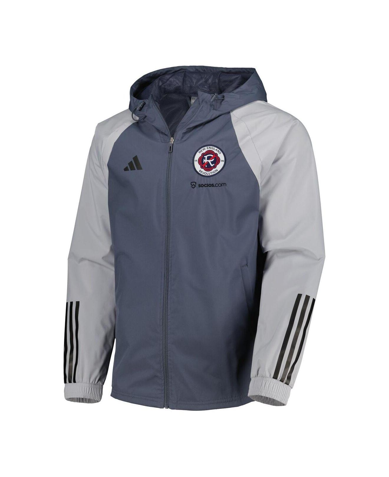 adidas Charcoal New England Revolution All-weather Raglan Hoodie Full-zip  Jacket in Blue for Men | Lyst