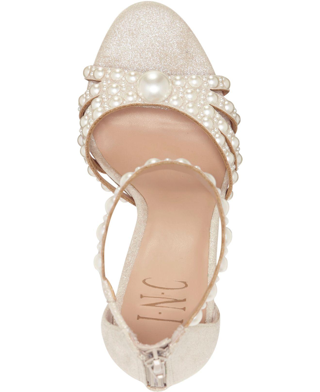 INC International Concepts Riolana Pearl Evening Sandals, Created For  Macy's in Natural | Lyst
