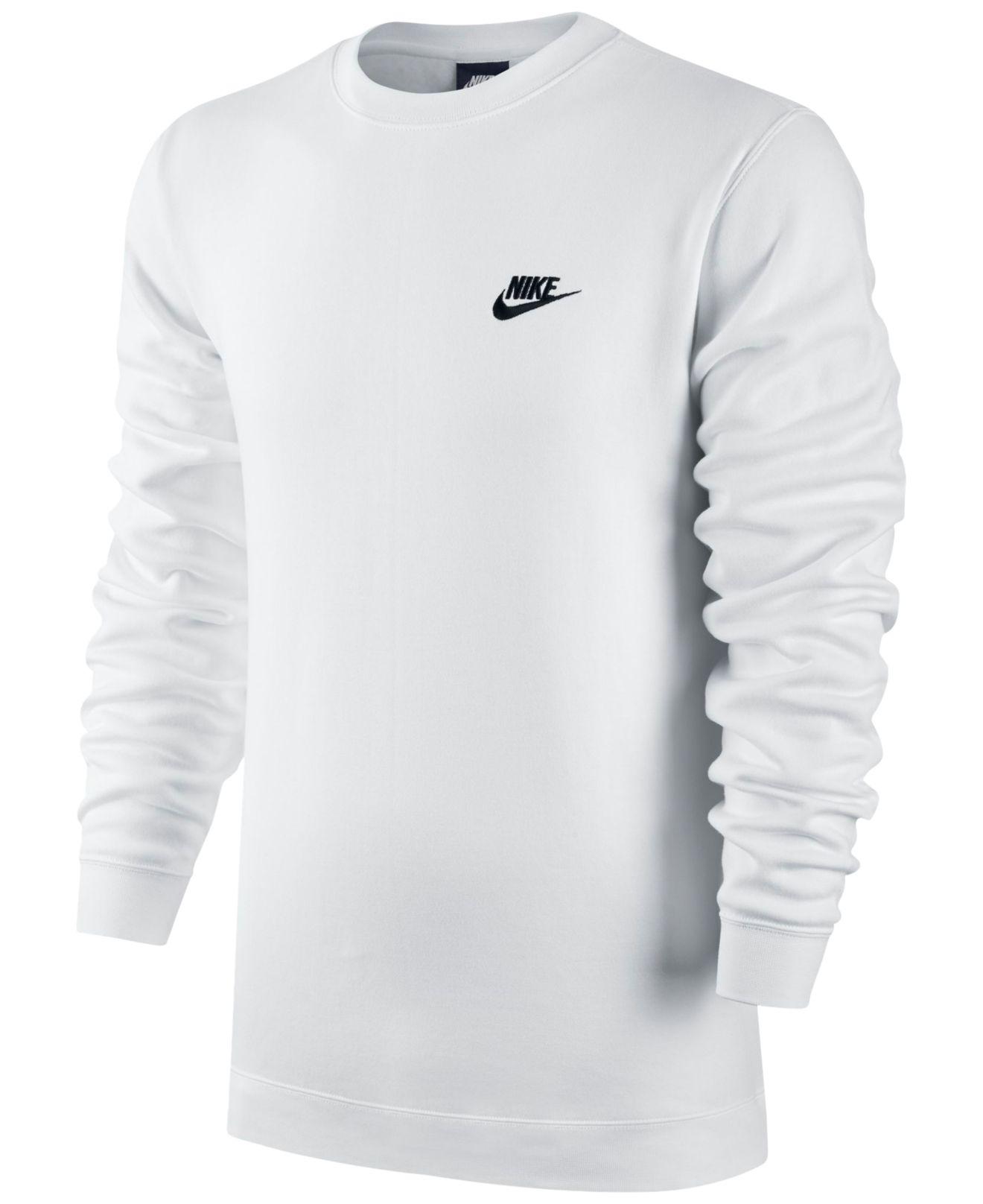 Nike Men's Crewneck Fleece Sweatshirt in White - Lyst