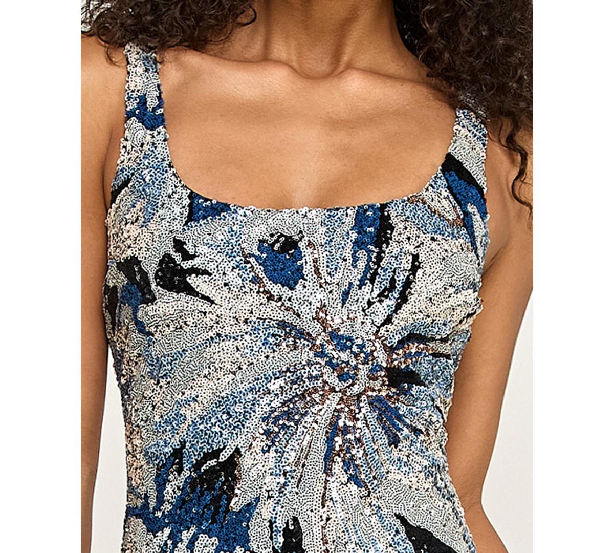 City Studios Sequin Square-neck Maxi Dress in Blue | Lyst