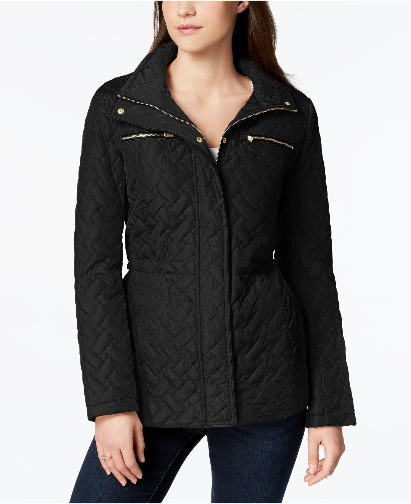 Cole Haan Signature Faux-leather-trim Quilted Anorak Coat in Black - Lyst