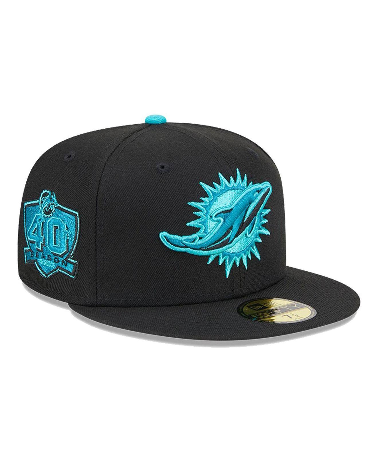 Men's New Era Black Miami Dolphins Color Dim 59FIFTY Fitted Hat