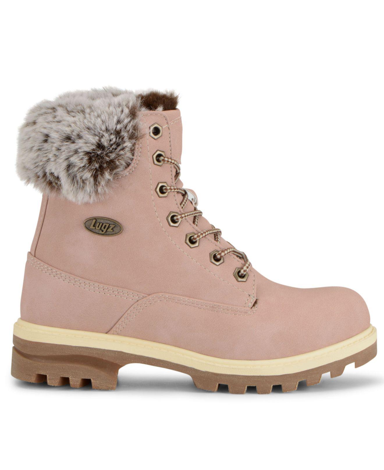 Lugz Empire Hi Fur Lace Up Winter Boots in Soft Pink/Bone (Pink) Save