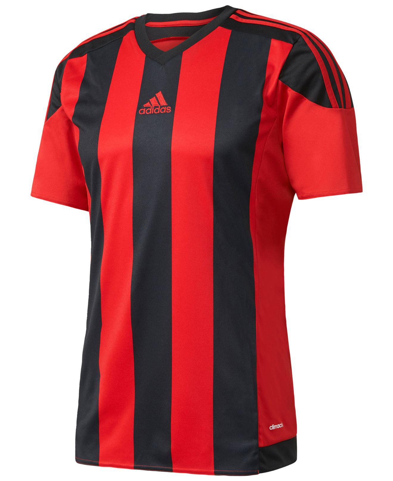 adidas Synthetic Climacool® Striped Soccer Jersey in Red/Black ... adidas Synthetic Climacool® Striped Soccer Jersey in Red/Black ...