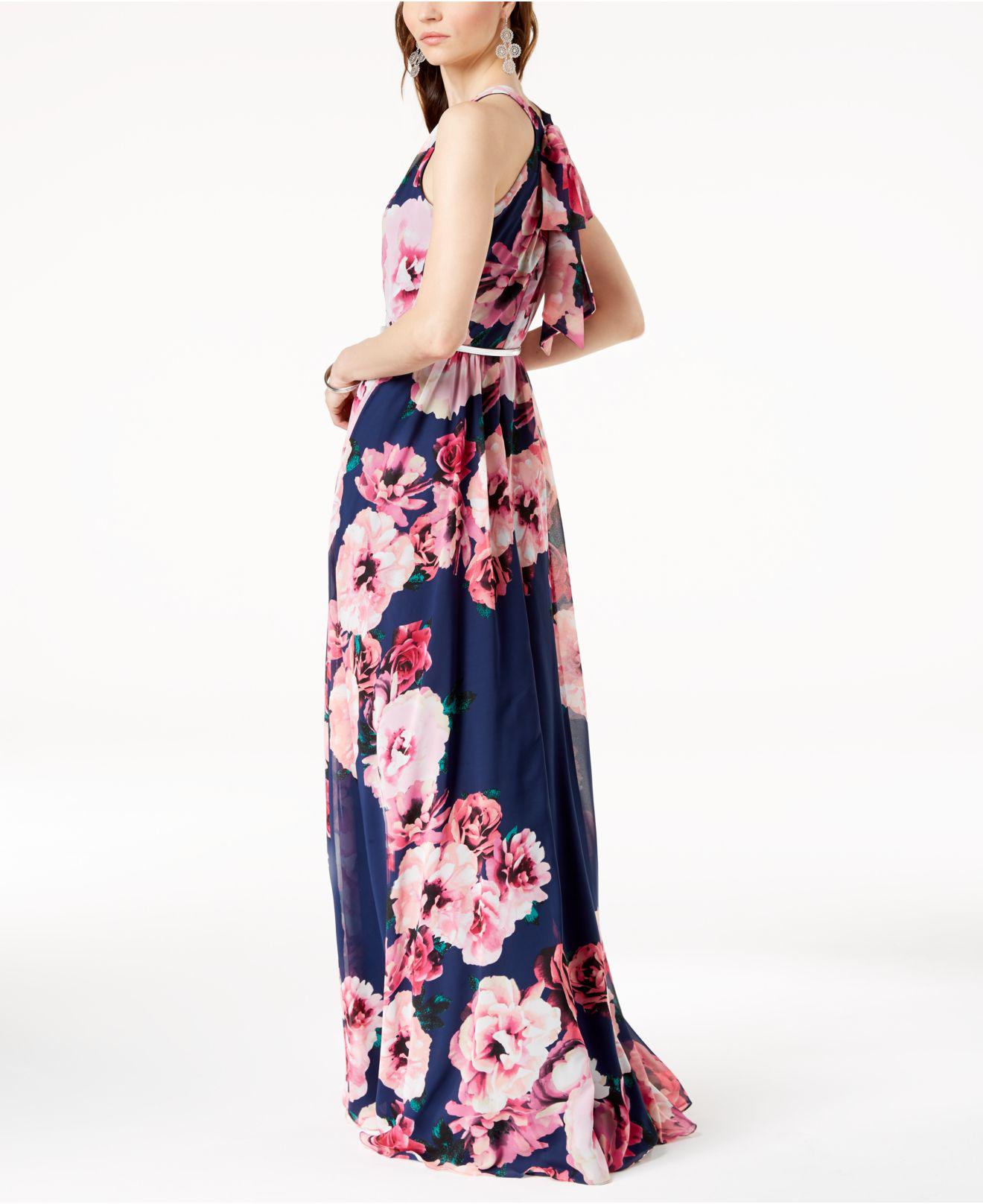 Petite Belted Floral-print Maxi Dress 
