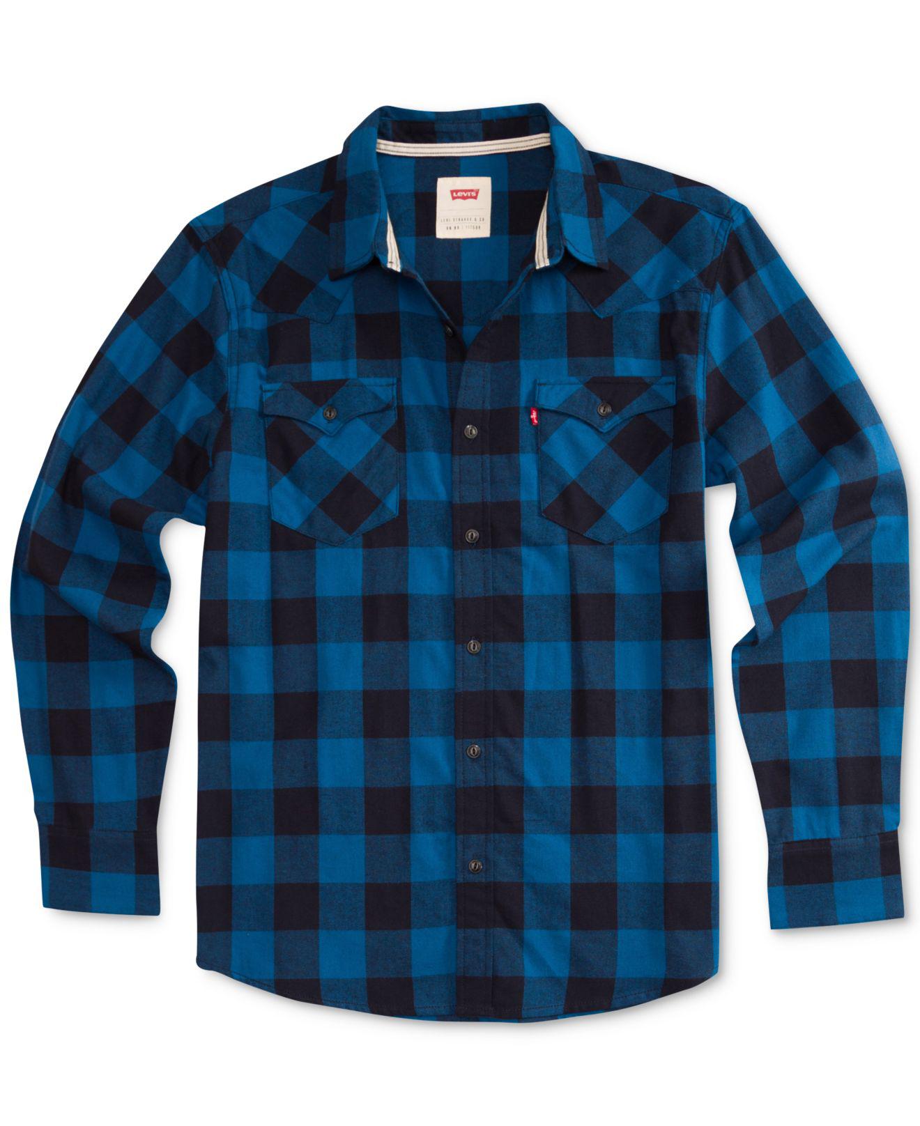 Levi's Cotton Lassen Buffalo Plaid Shirt in Dark Blue (Blue) for Men | Lyst