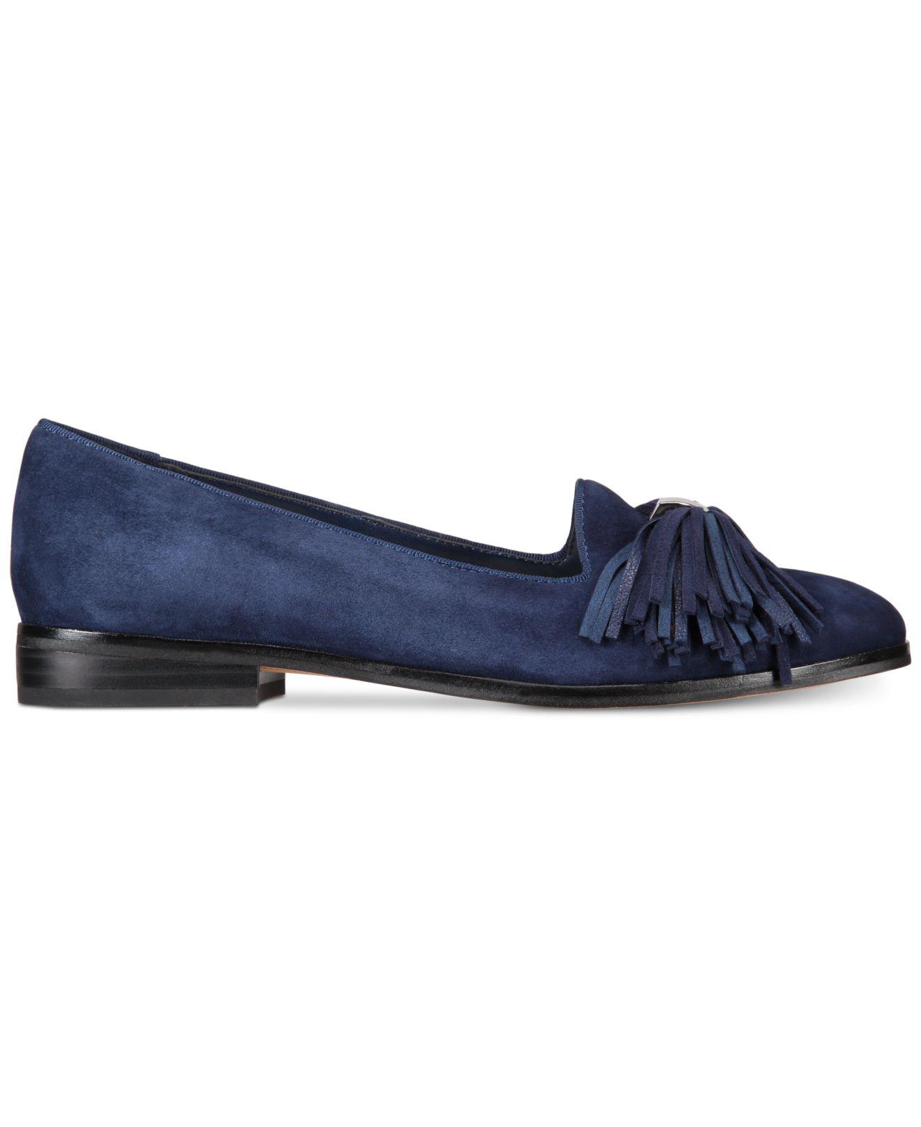 Anne Klein Suede Dixie Iflex Flats in Navy Suede (Blue) Lyst