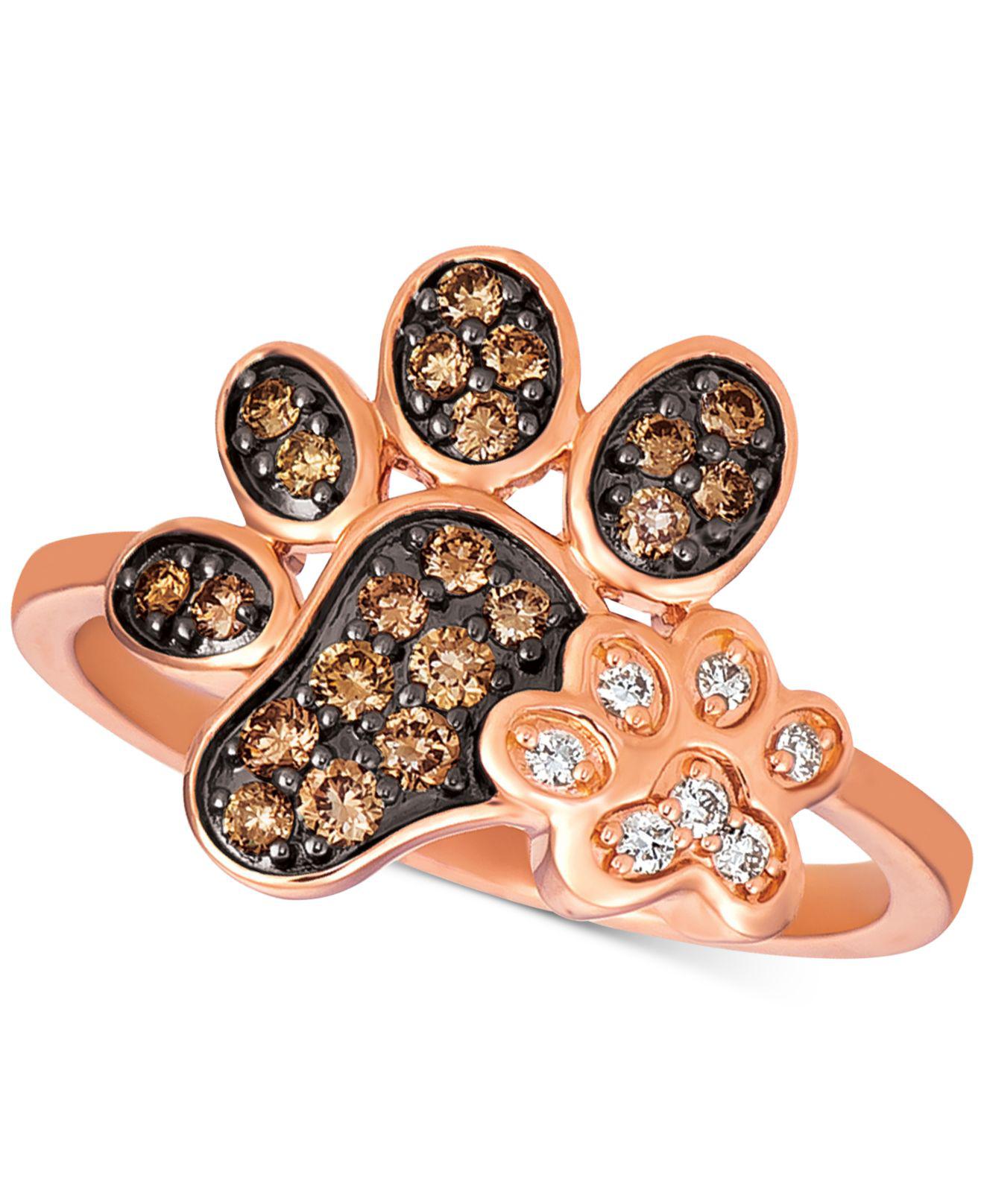 Le Vian ® Nude & Chocolate Diamond Paw Prints Ring (3/8 Ct. T.w.) In