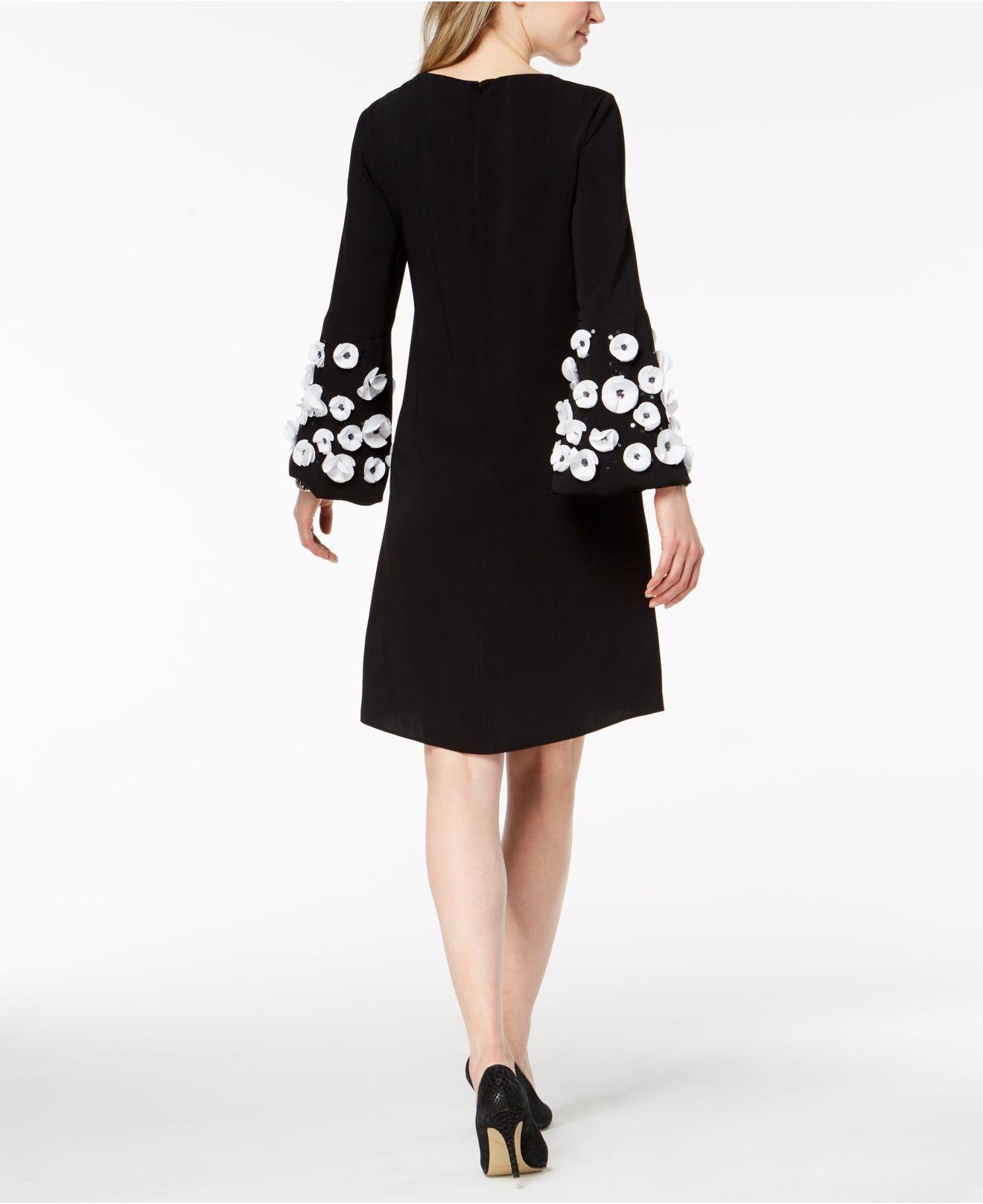 Alfani Synthetic Floral-appliqué Bell-sleeve Dress, Created For Macy's ...