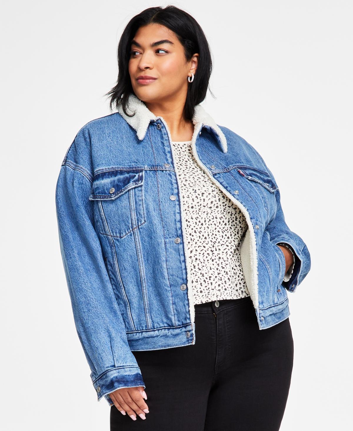 Levi s Plus Size 90s Sherpa Cotton Long sleeve Trucker Jacket in Blue Lyst