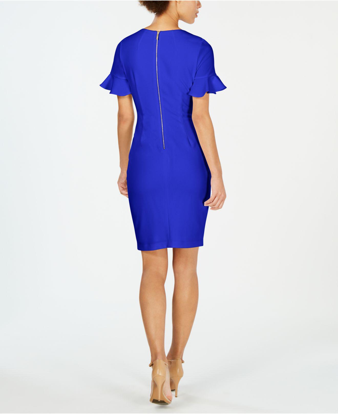 calvin klein petal sleeve sheath dress