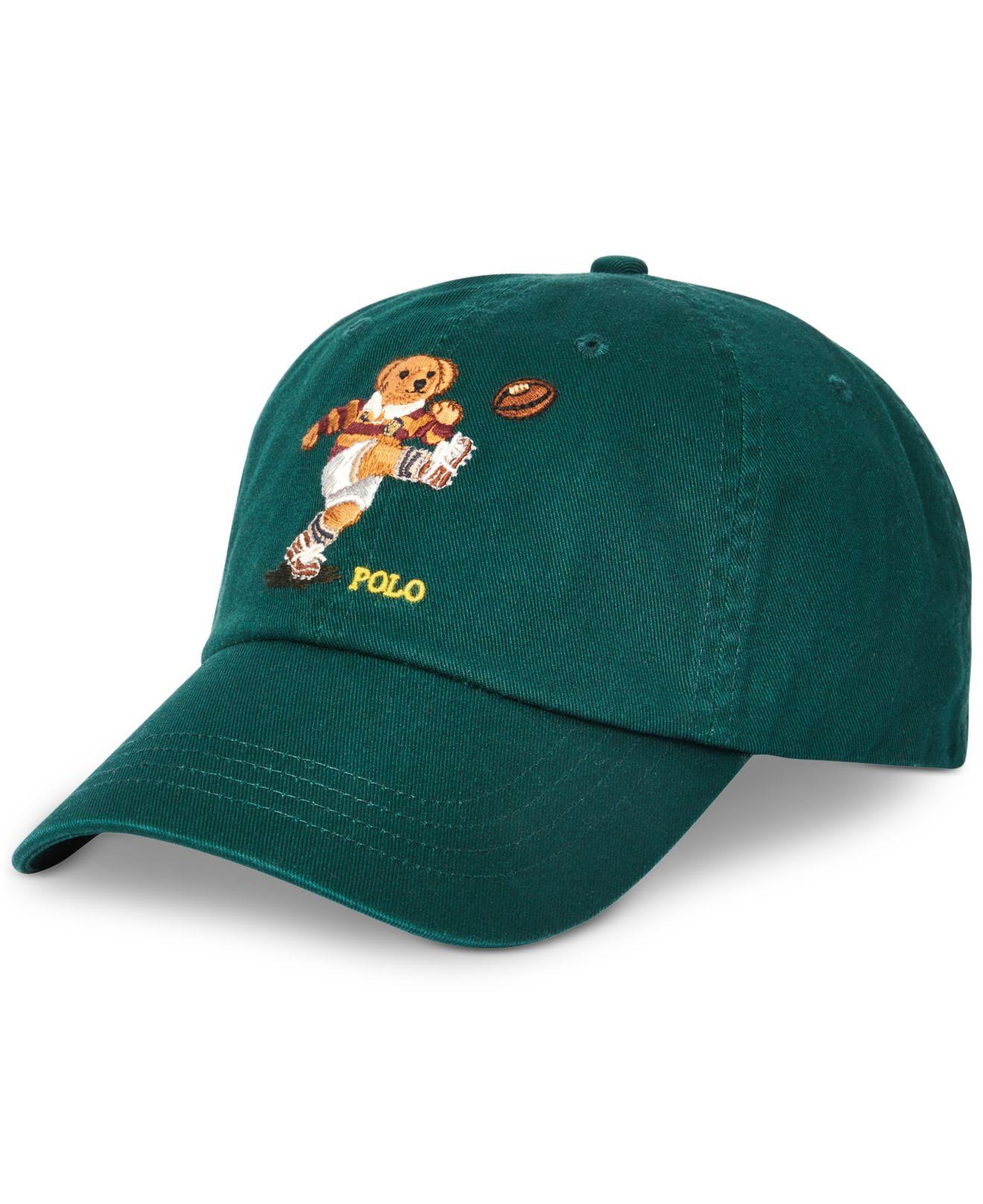 Polo Ralph Lauren Cotton Rugby Bear Chino Cap in Green for Men | Lyst