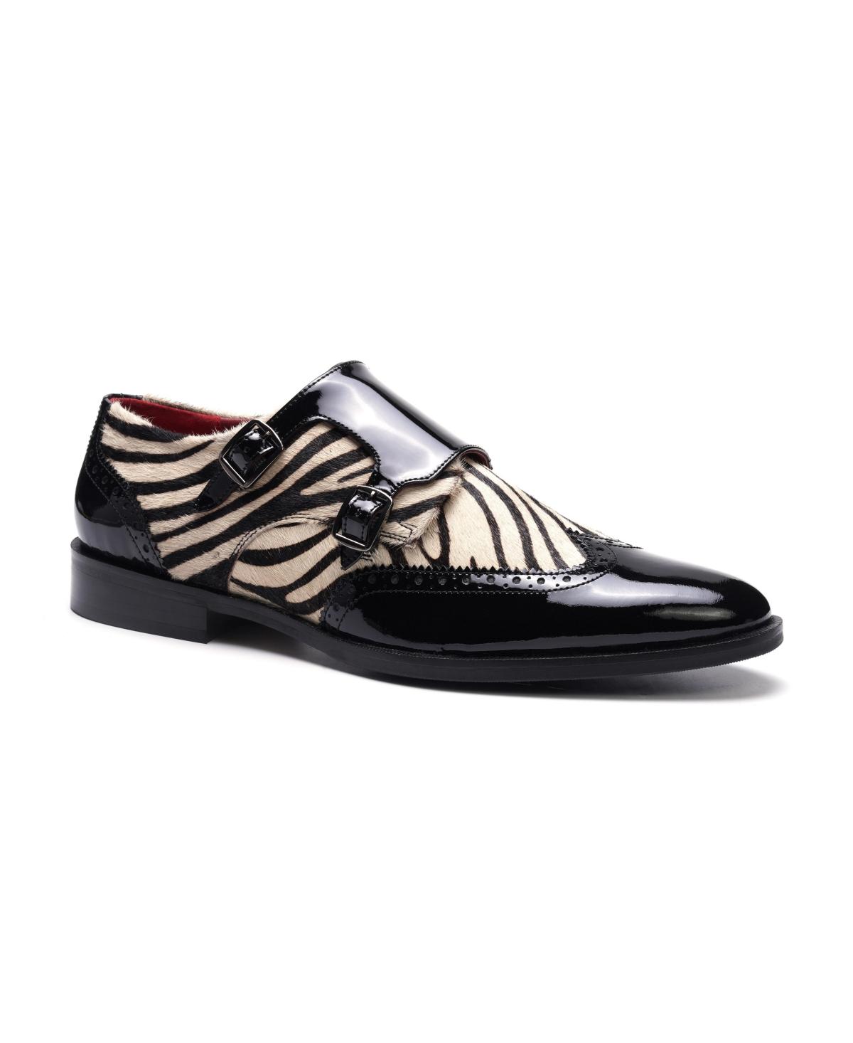 Carlos Santana Davis Dress Shoes Mens 8 Black Leather Designer Double Strap Monk Men main image 2