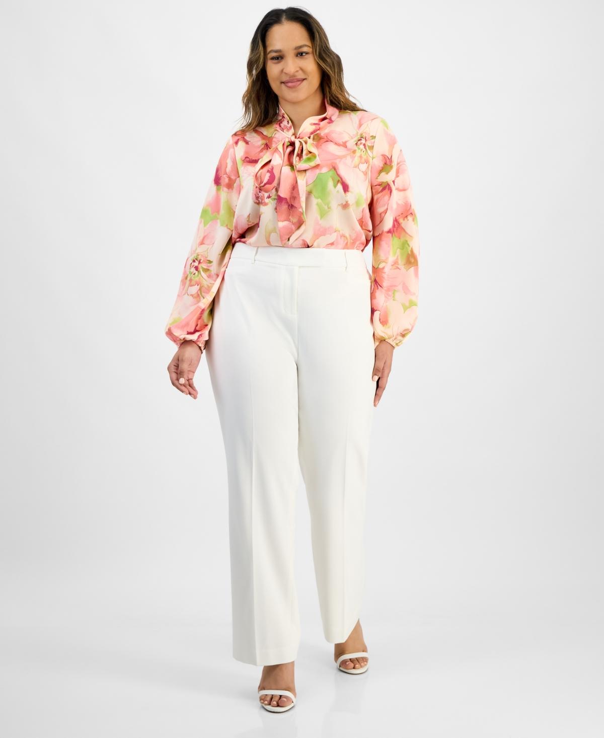 Tahari Plus Size Bird Eye Pants in White Lyst