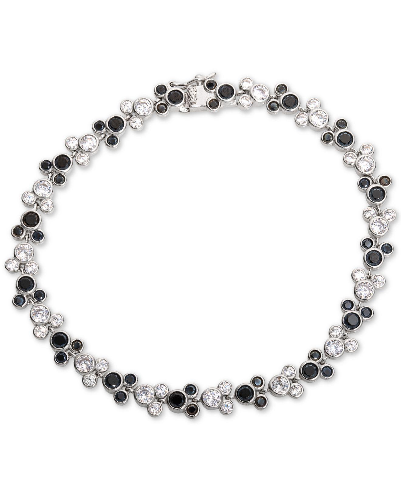 Disney Cubic Zirconia Mickey Mouse Tennis Bracelet In Sterling Silver