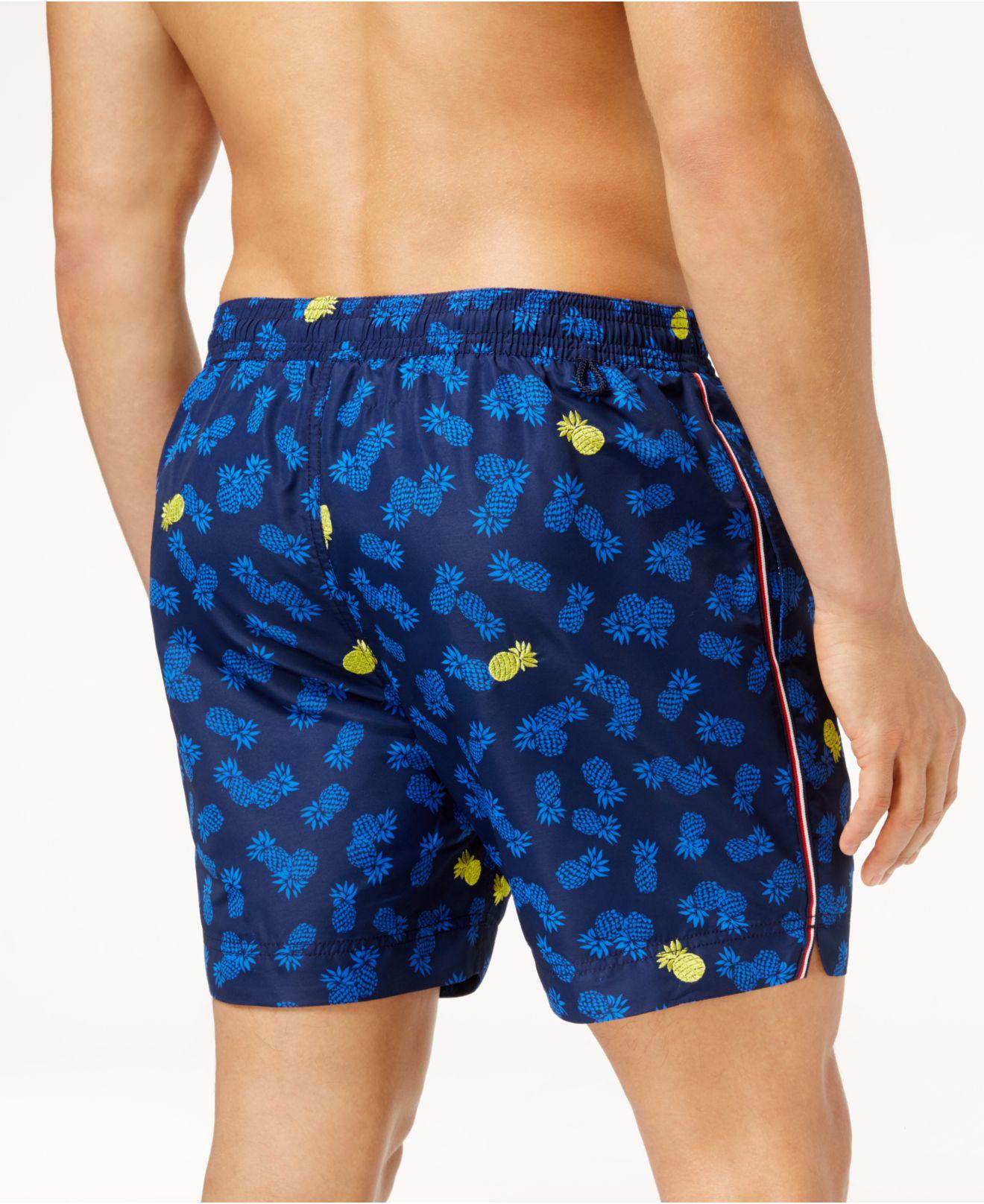 Tommy Hilfiger Synthetic Pineapple Swim Bottom Trunks in Blue for Men