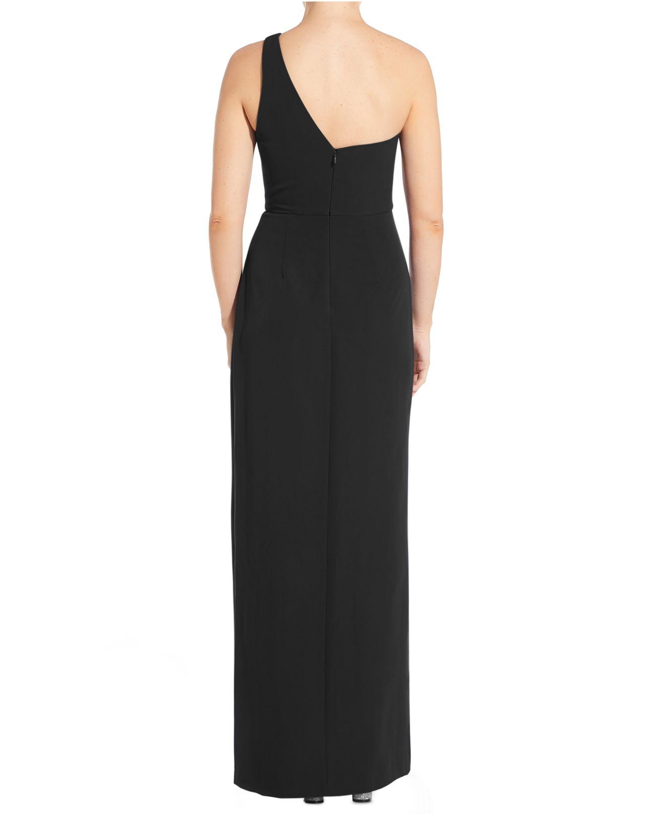 Aidan By Aidan Mattox Synthetic Crepe One-shoulder Jumpsuit in Black - Lyst