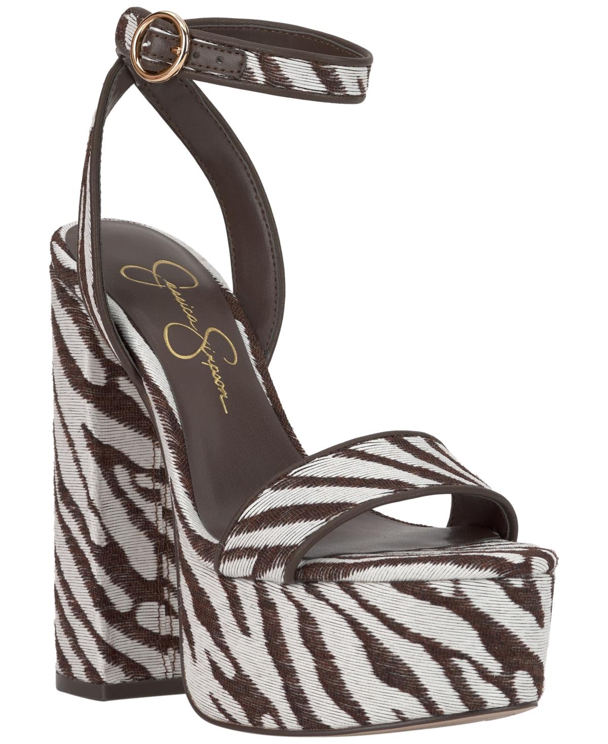 Jessica Simpson Axtyn Platform Block-heel Sandals in Metallic | Lyst