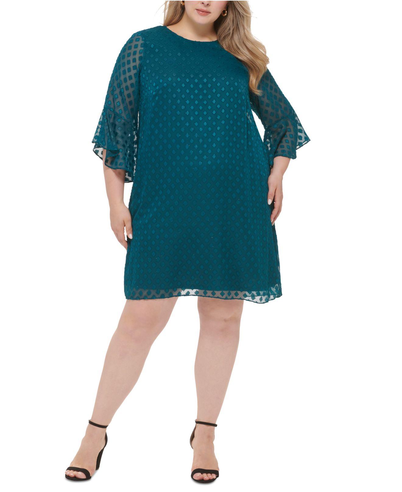 Jessica Howard Plus Size Flutter-sleeve A-line Dress in Blue | Lyst