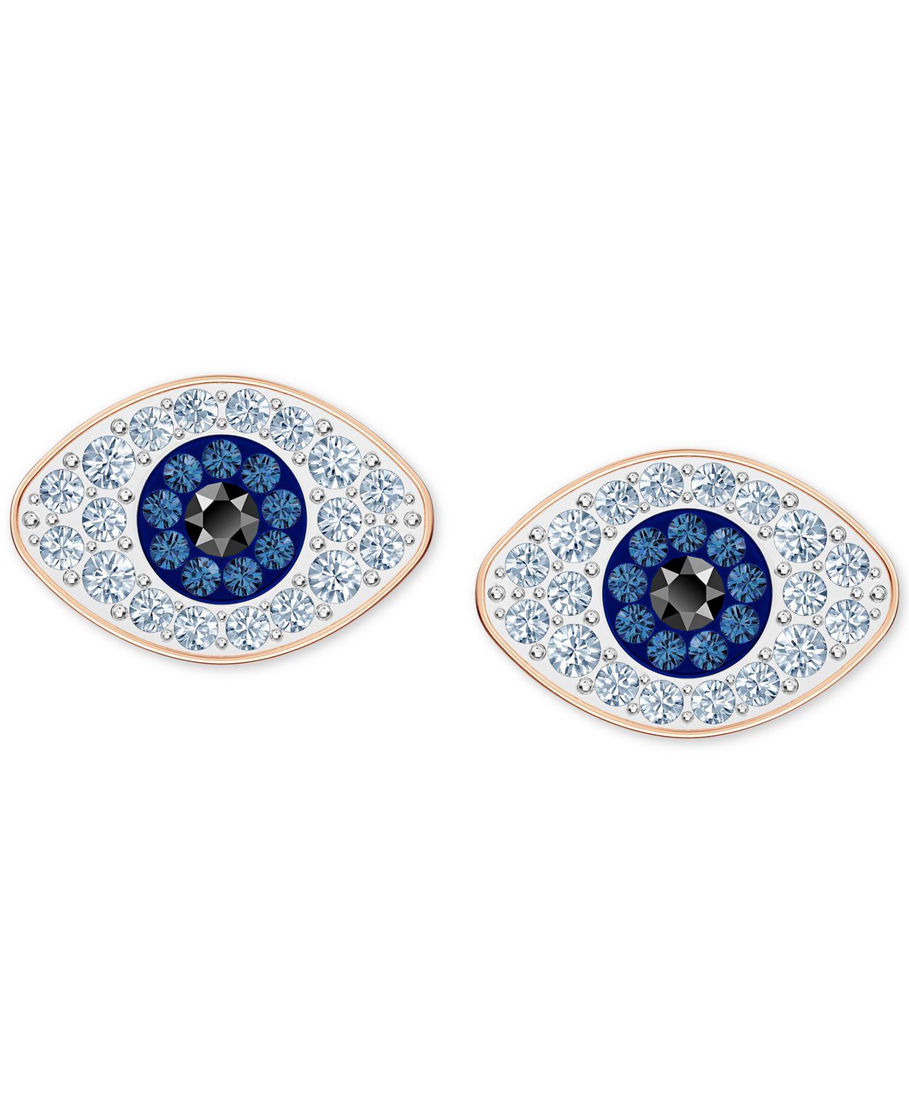 Swarovski Rose Gold-tone Crystal Evil-eye Stud Earrings in Blue | Lyst