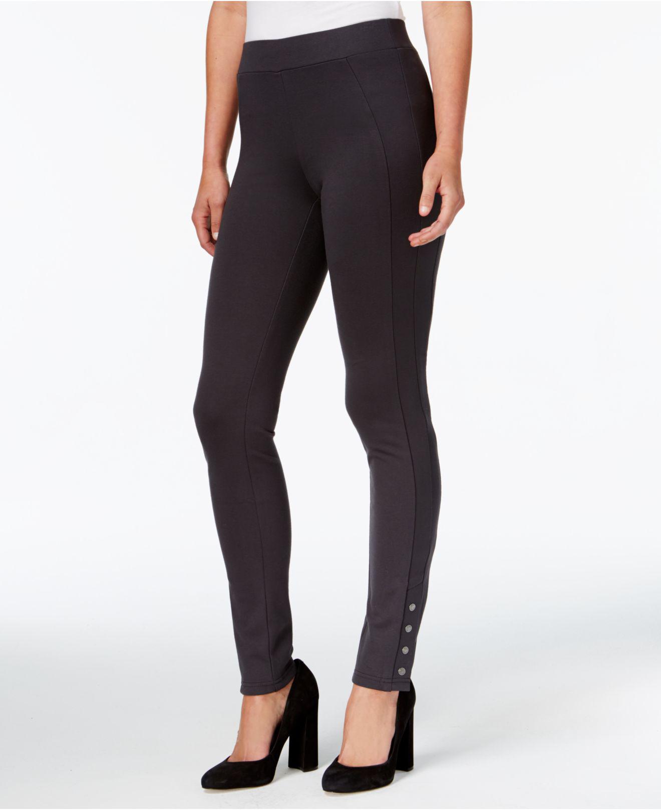 Synthetic Snap-hem Ponte-knit Leggings 