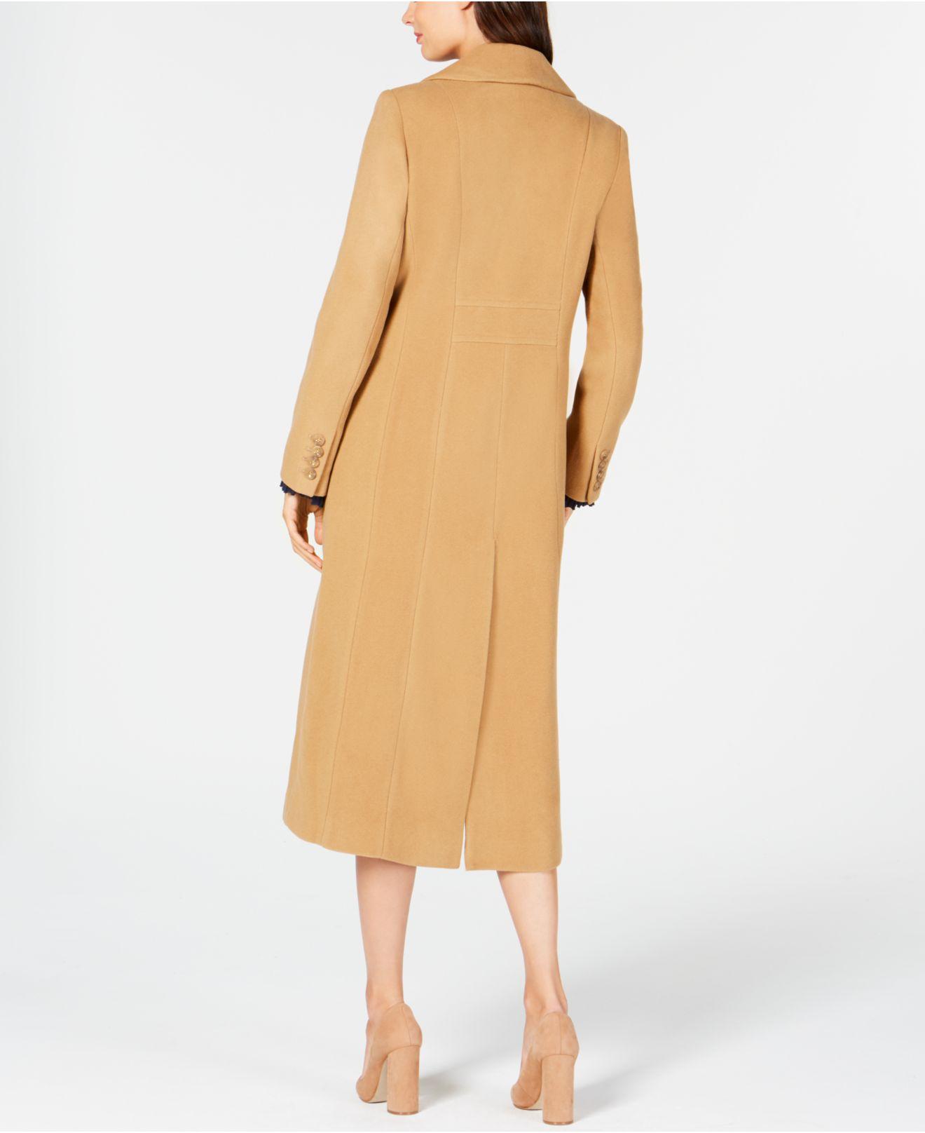 Anne Klein Wool Petite Singlebreasted Maxi Coat in Camel (Natural