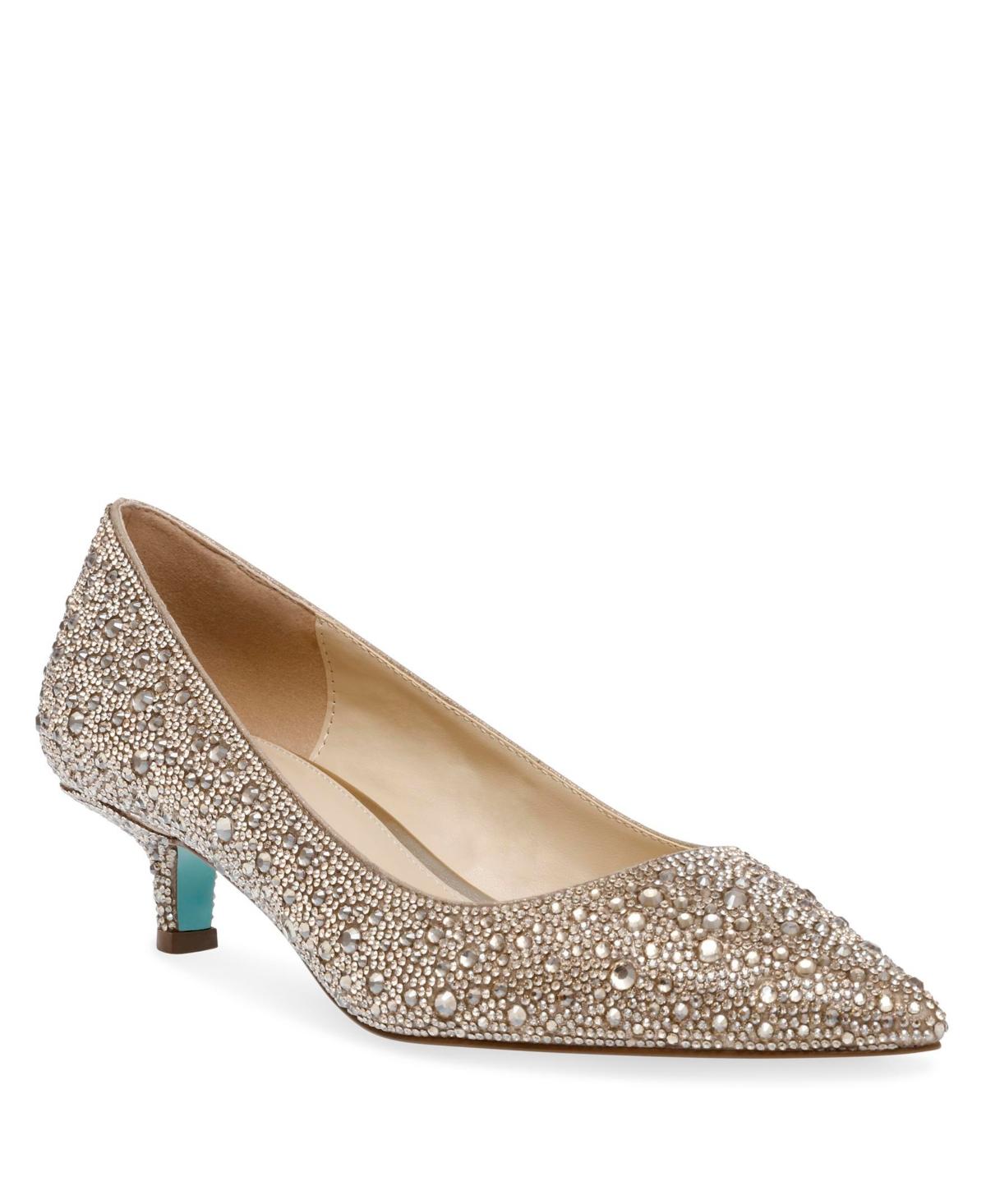 Betsey Johnson Scout Rhinestone Evening Kitten Heels in Metallic | Lyst