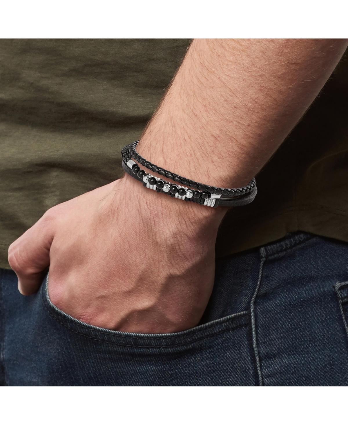 Lucky Brand Set Di 2 Bracciali Alla Moda: Uno Con Perline E Ciondolo Stella, Uno A Catena Oro