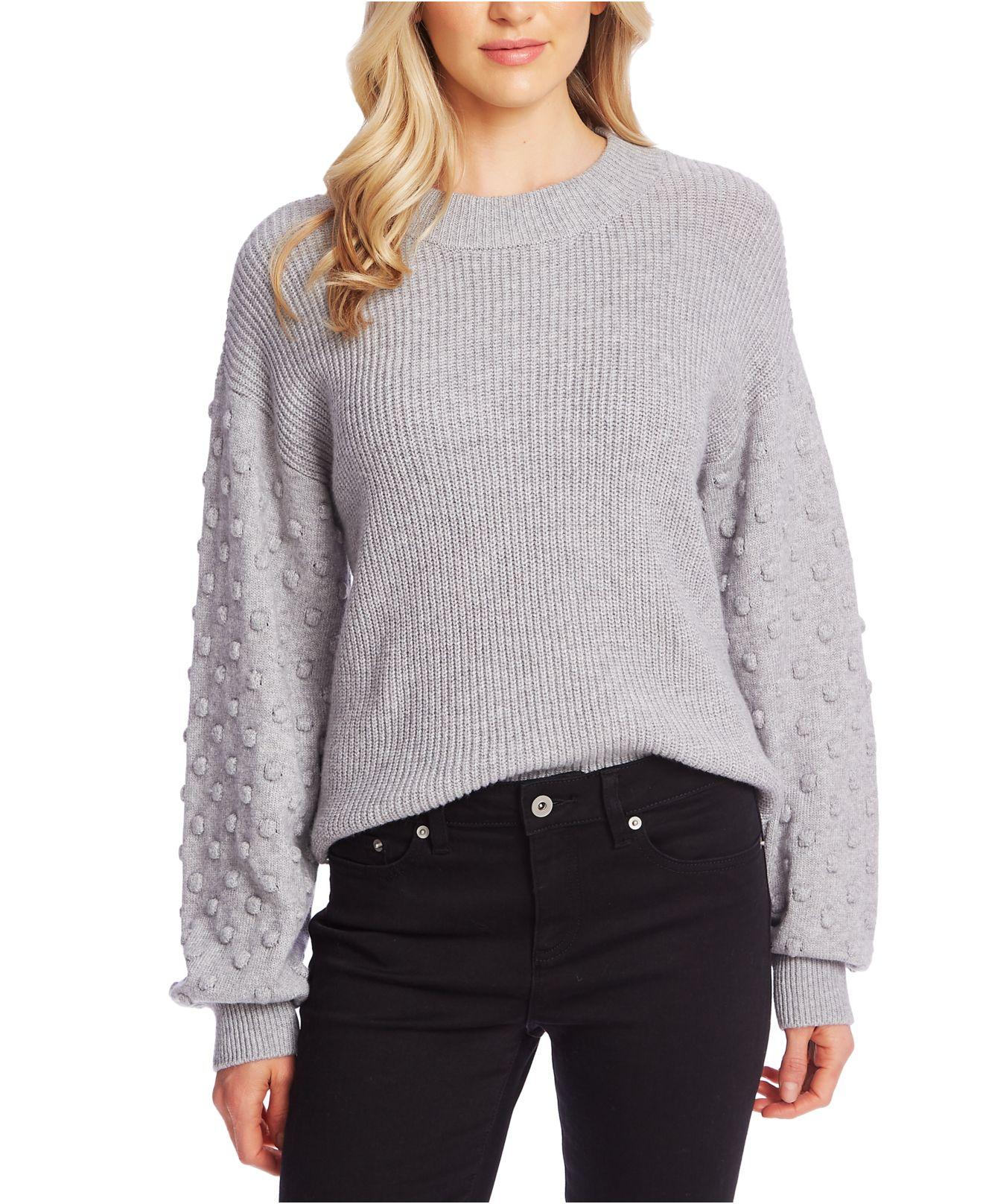 Cece Crewneck Bobble Detail Long Sleeve Sweater in Grey | Lyst Canada