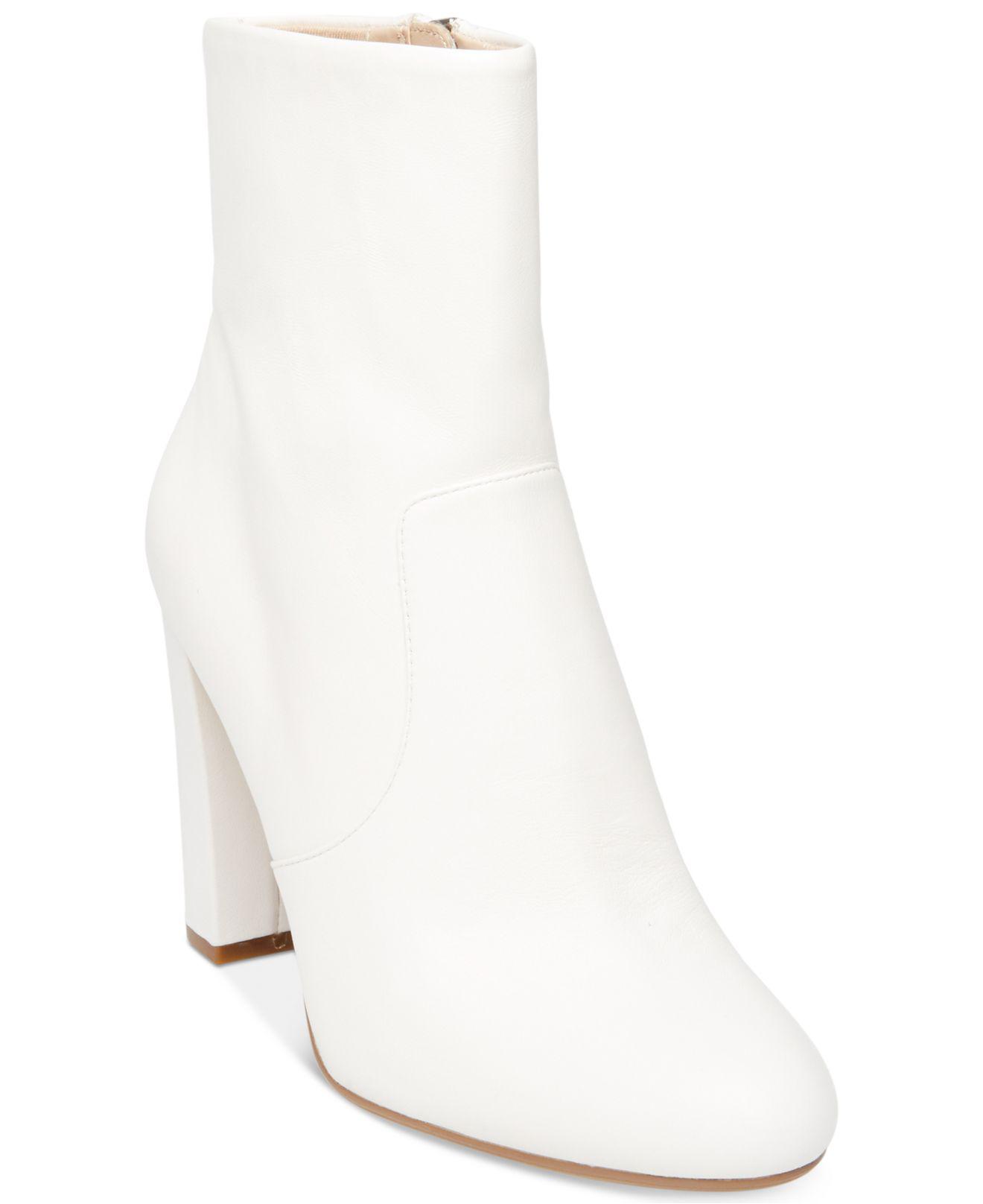 Steve Madden Leather Editor Block-heel Booties in White Leather (White ...