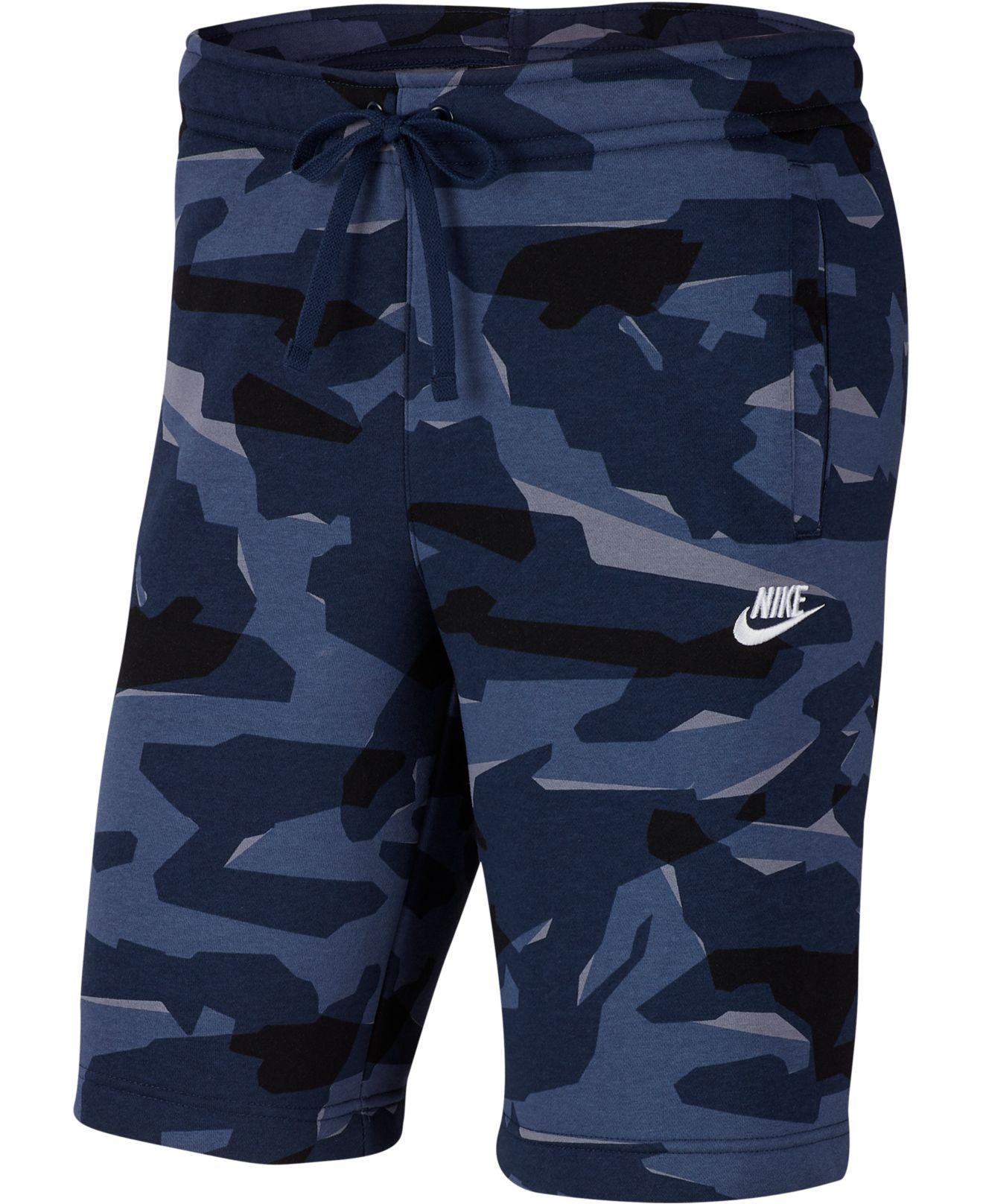 Nike Fleece Club Camouflage - Print Sweat Shorts in Navy/White (Blue) for  Men - Lyst