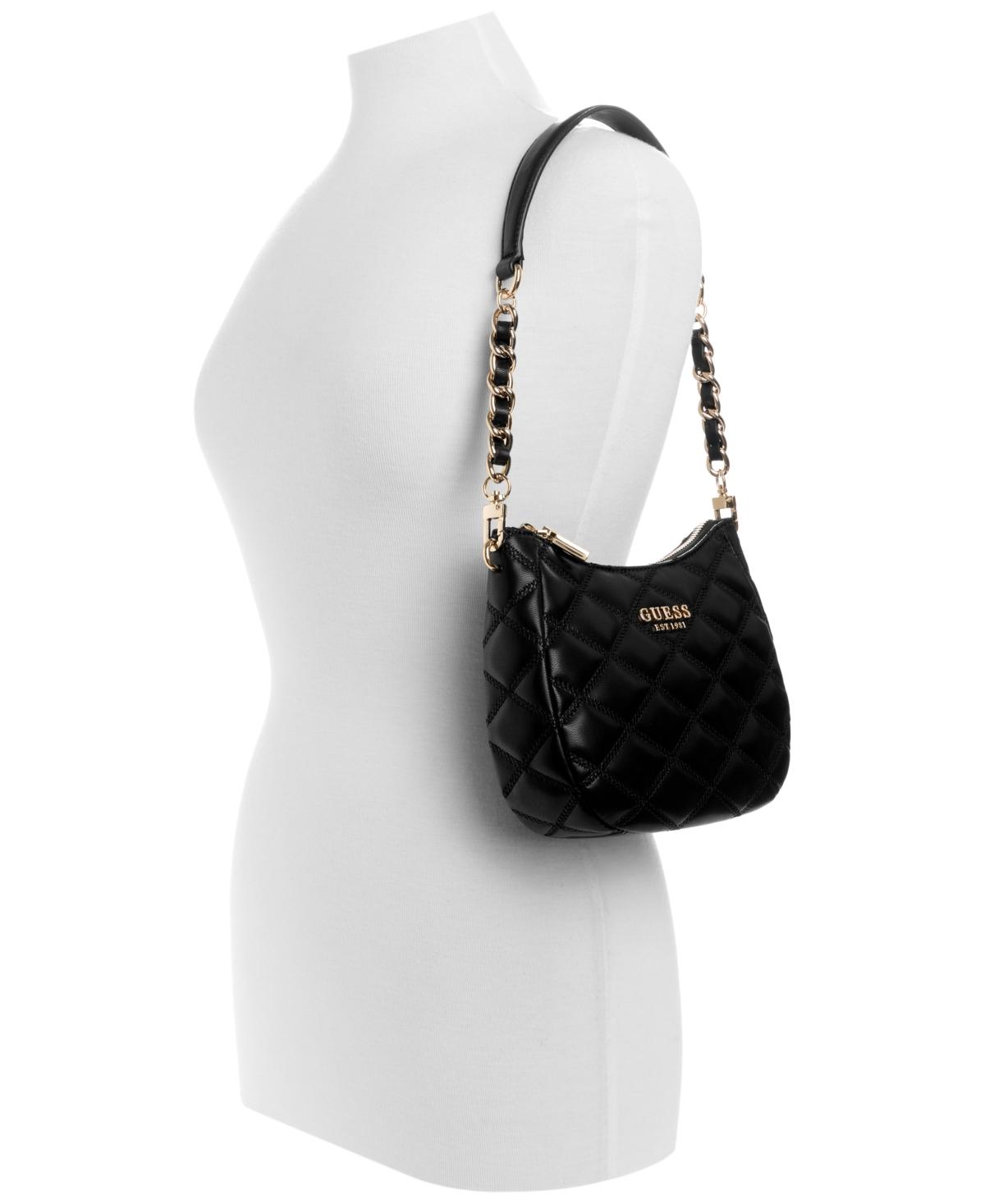 Guess Tamsin Quilted Small Top Zip Shoulder Bag in Black | Lyst