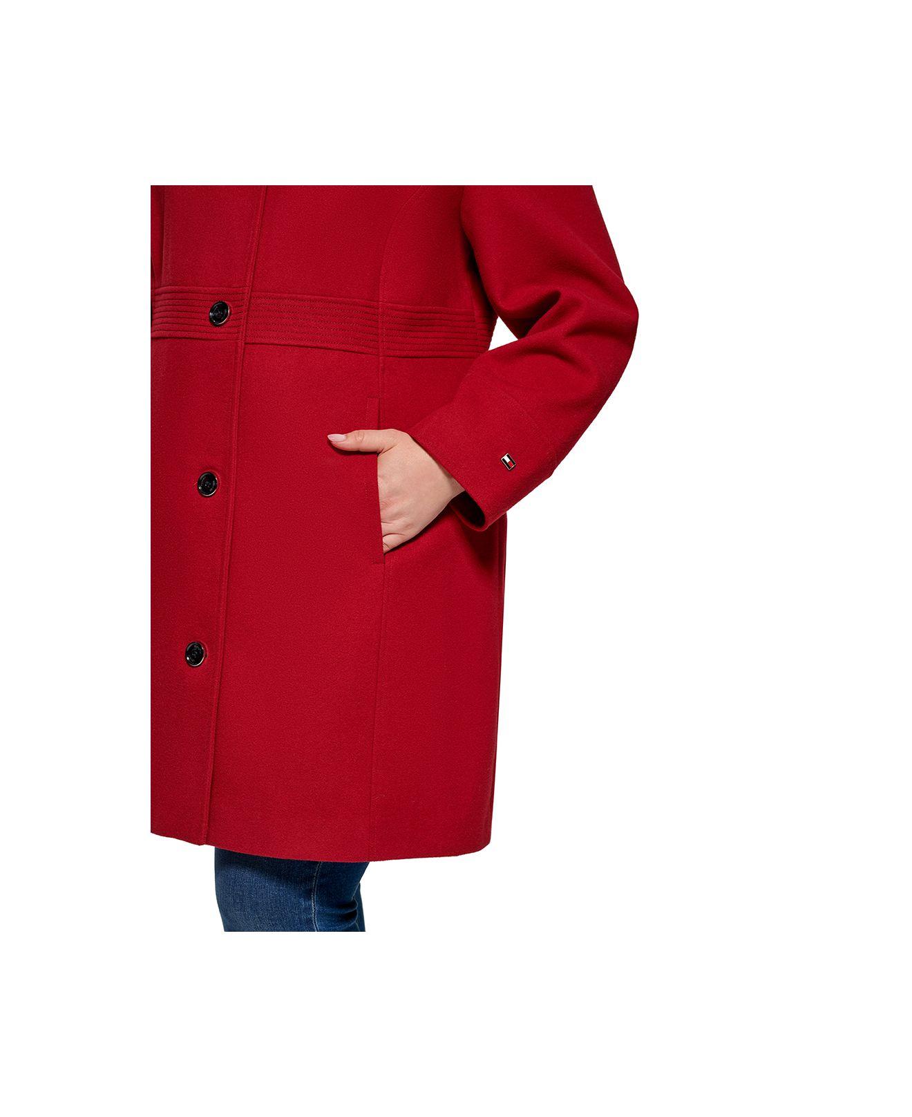 Tommy Hilfiger Plus Size Stand-collar Coat, Created For Macy's in Red | Lyst