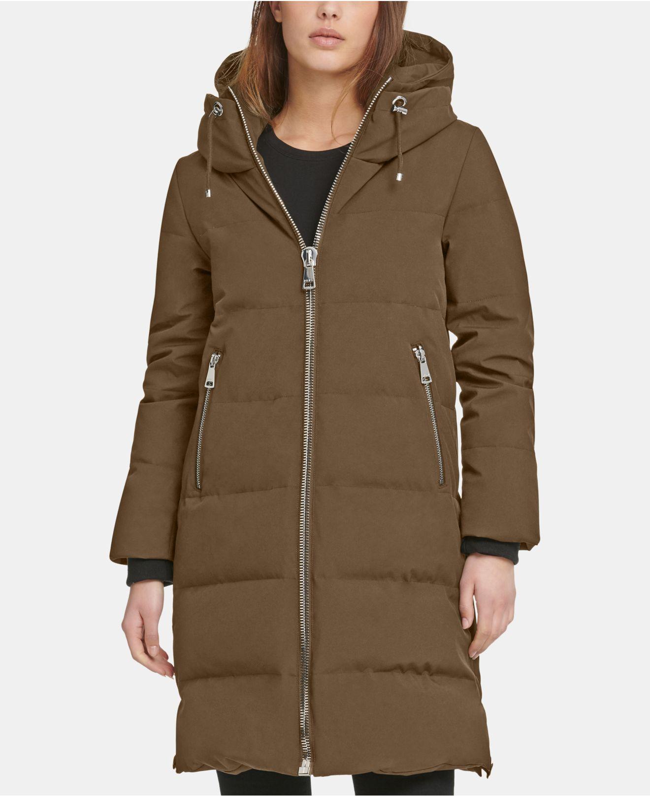 dkny hooded puffer coat