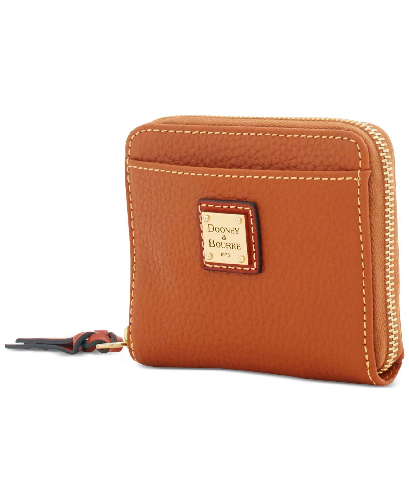 Dooney & Bourke Pebble Leather Zip Wallet in Caramel/Gold (Brown) Lyst