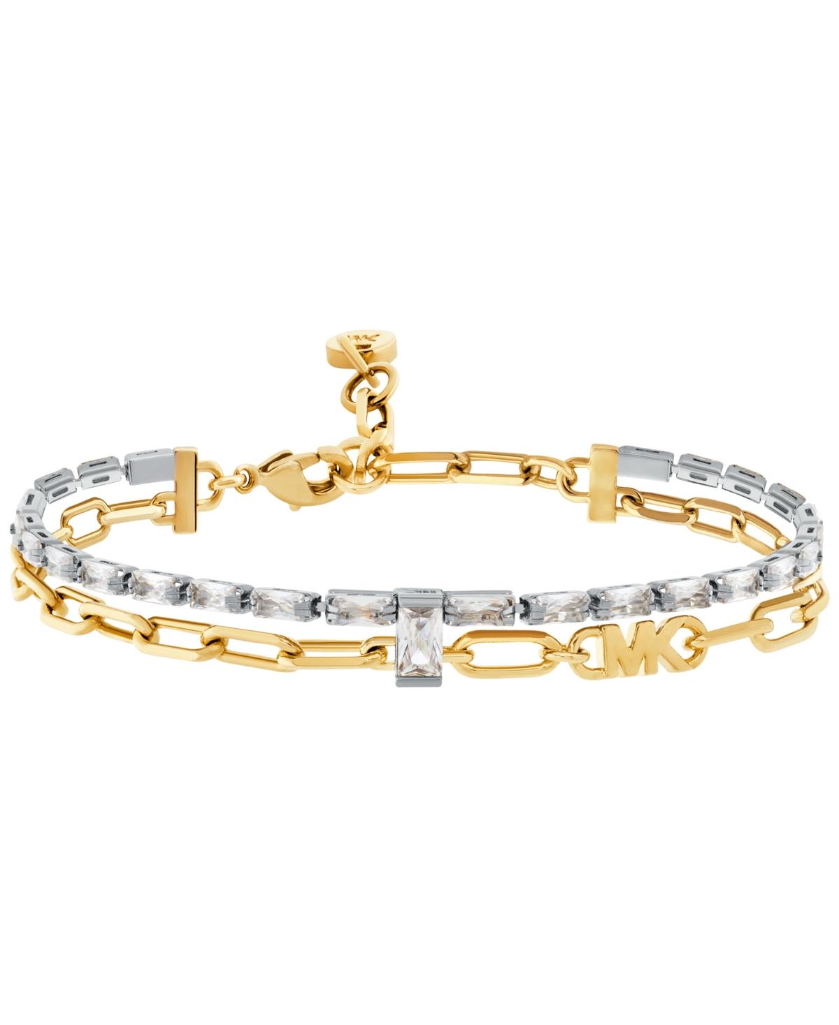 【人気☆】Michael Kors Gold Brass Chain ブレスレット Precious Metal-Plated Brass Double Wrap Tennis Bracelet