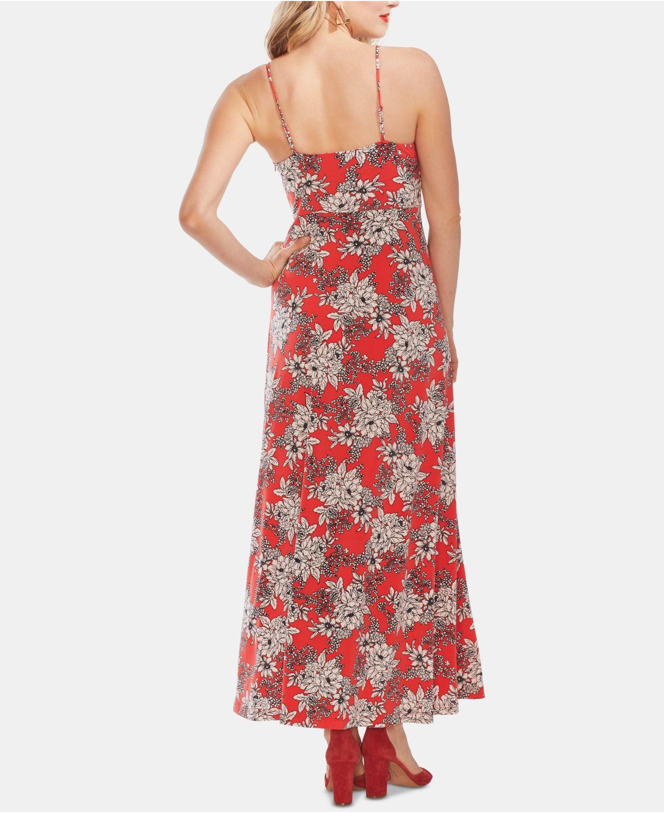 vince camuto red floral dress