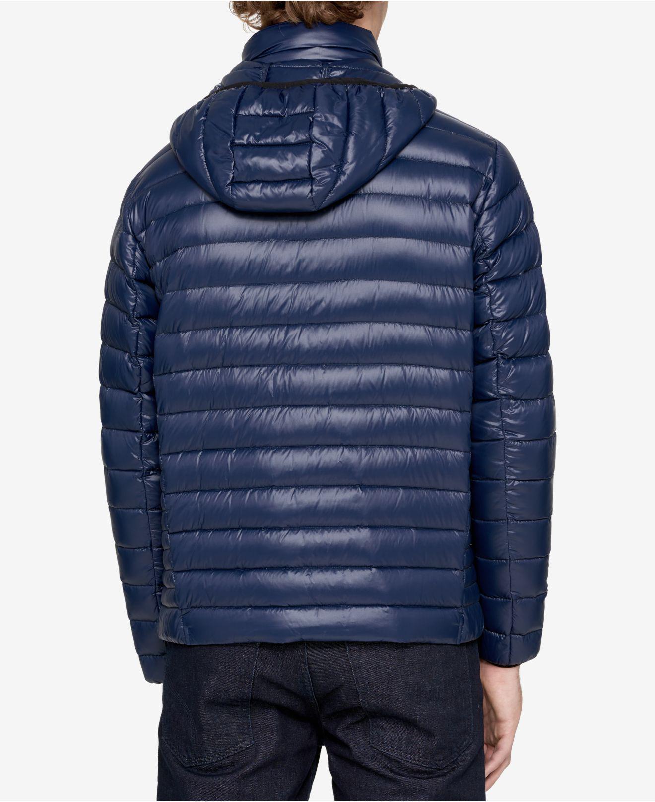 calvin klein packable down hooded jacket