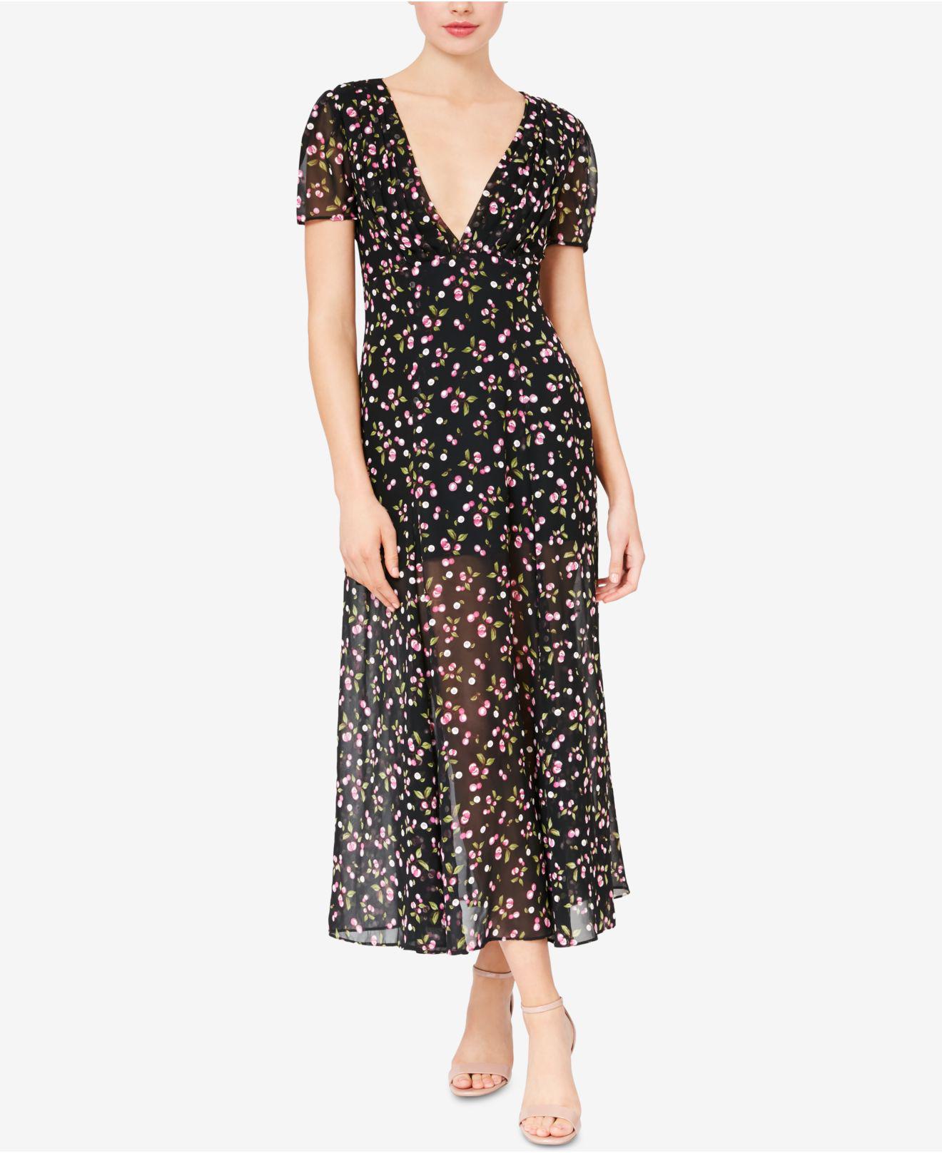 cherry print maxi dress
