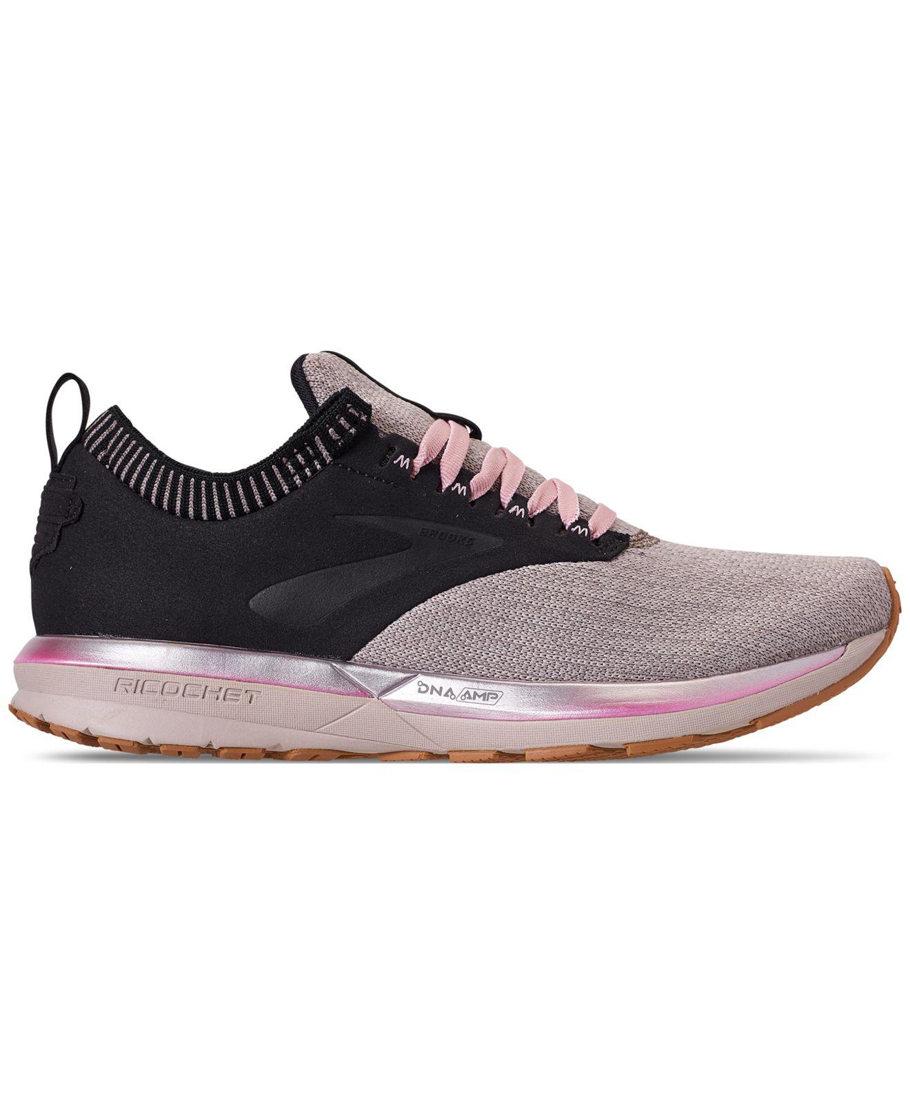brooks ricochet black tan pink