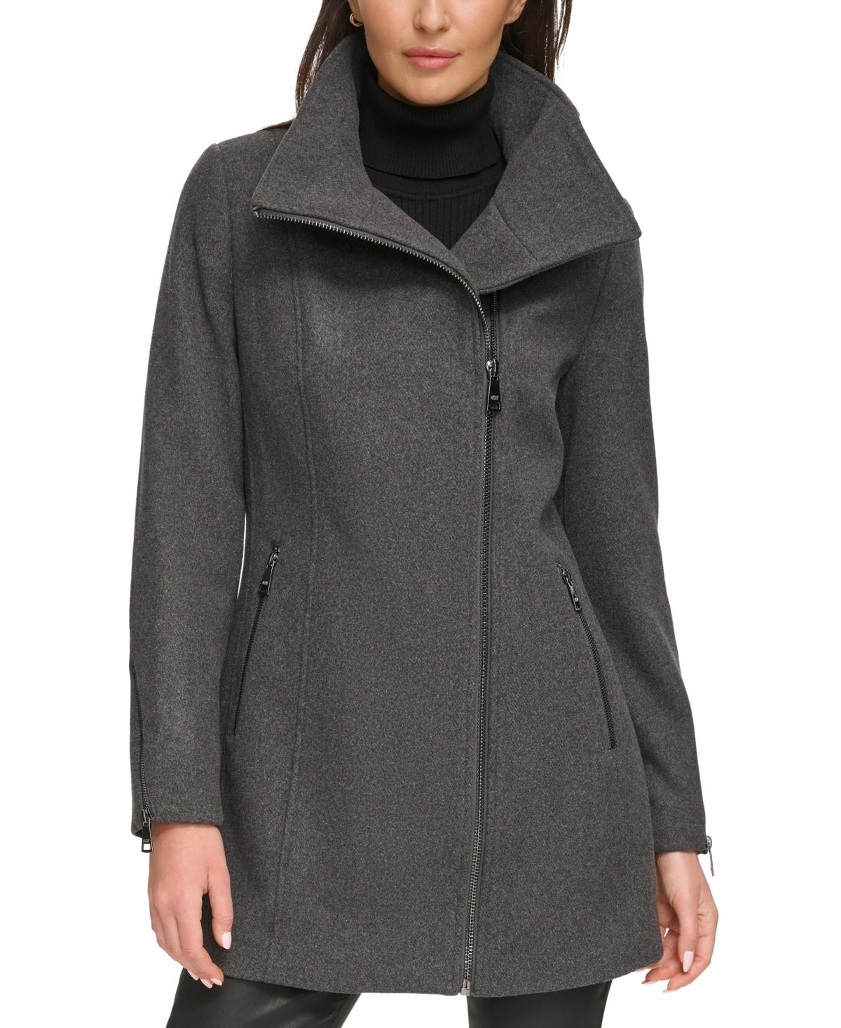 Dkny asymmetric hooded shop coat