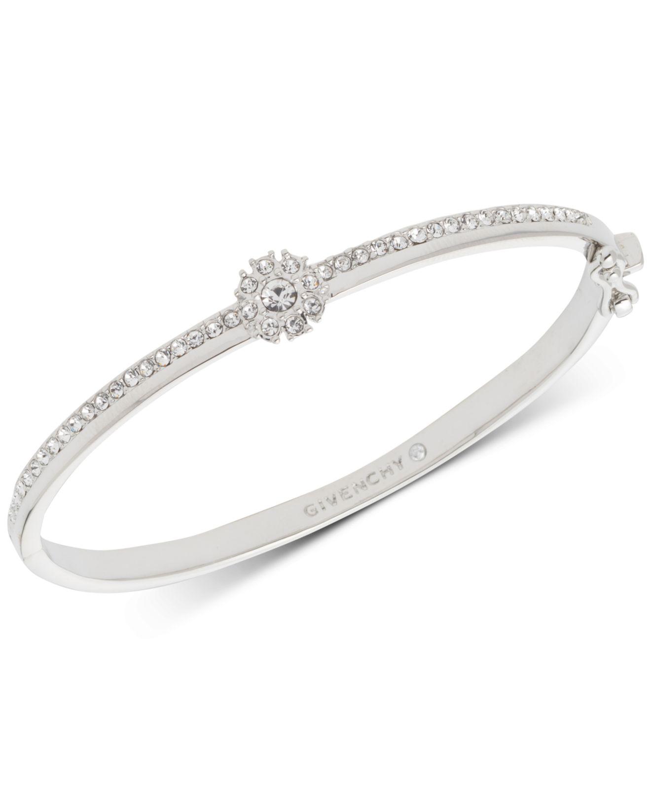 Givenchy Crystal Flower Hinged Bangle Bracelet in Silver (Metallic) Lyst