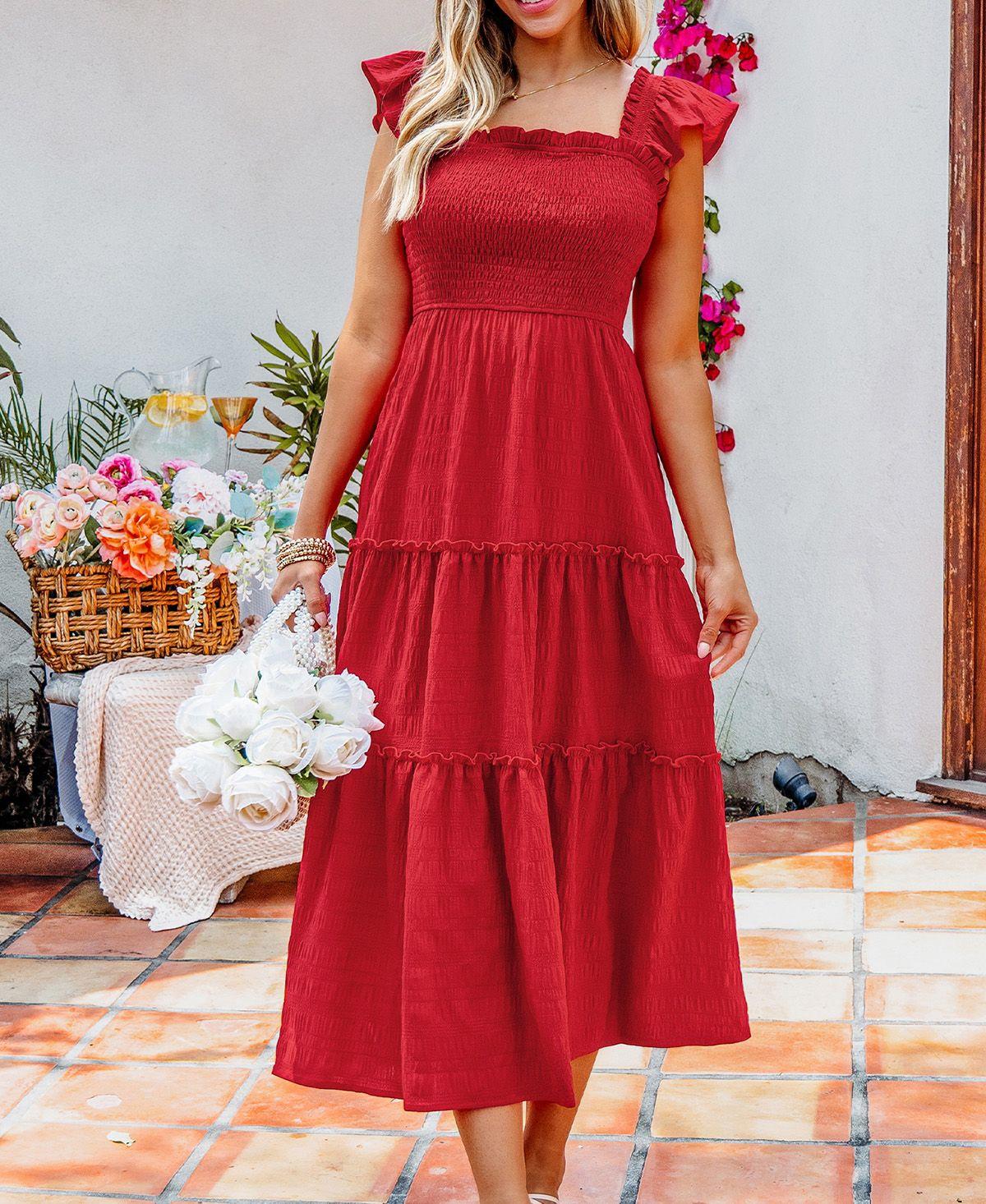 red summer beach dress Korea Avenue