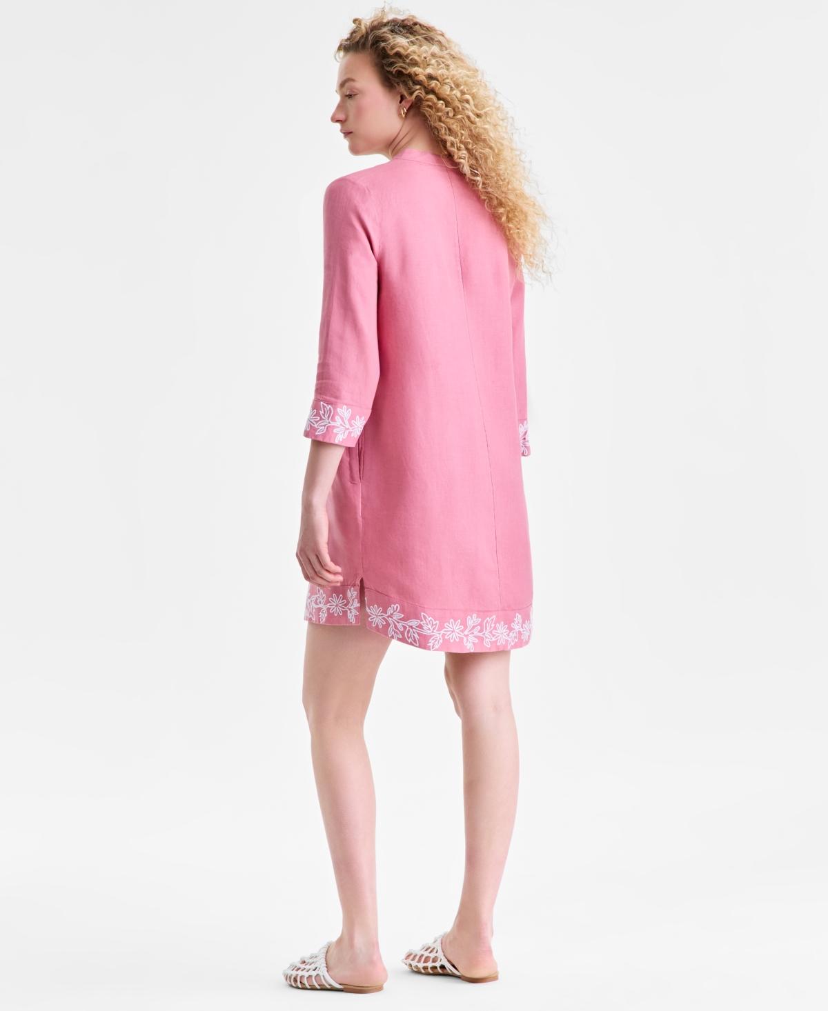 charter club pink dress NWT Charter Club sz M Barbie pink cotton prairie tiered maxi dress puff sleeve